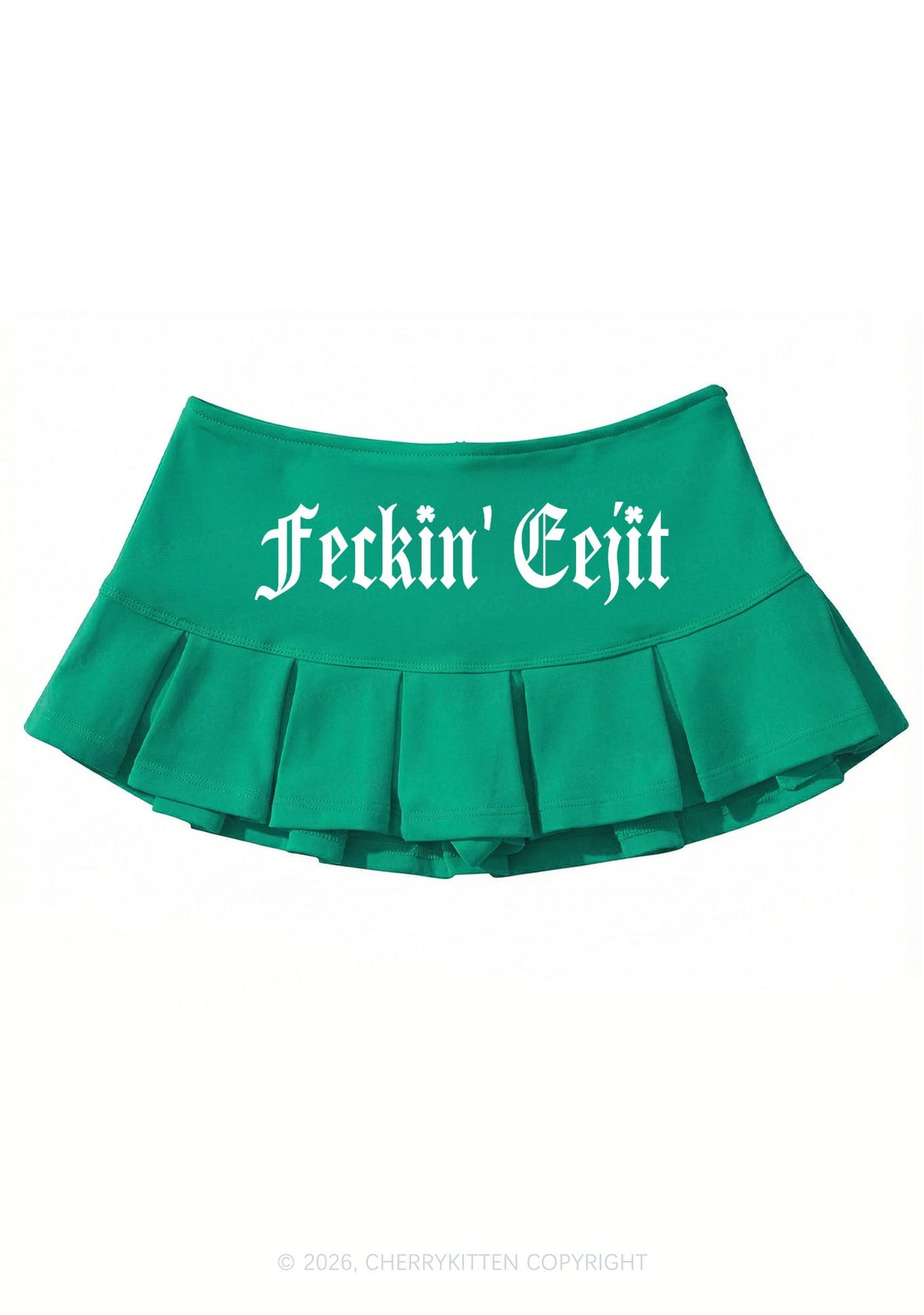 Feckin Eejit St Patricks Y2K Mini Pleated Skirts Cherrykitten