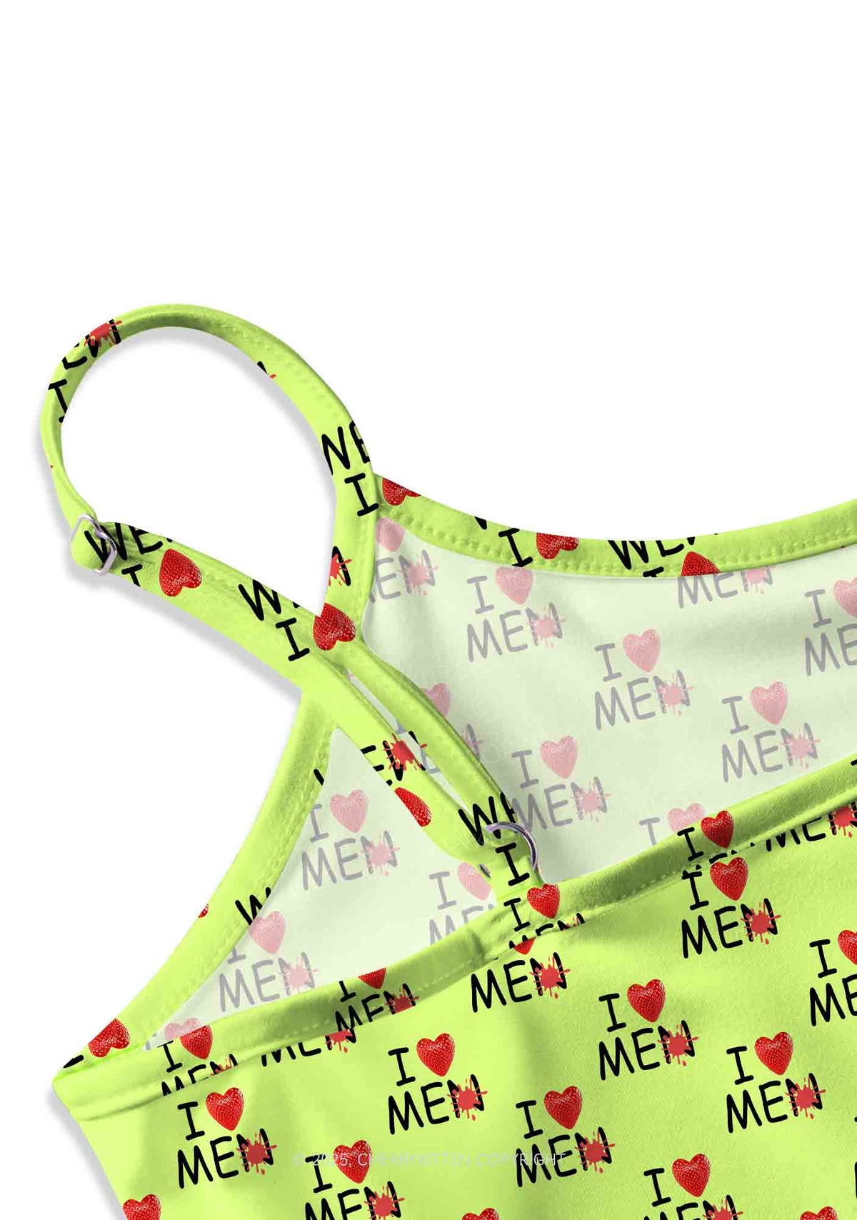 Love Me Not Men Green Valentine's Day Y2K Print Slip Dress Cherrykitten