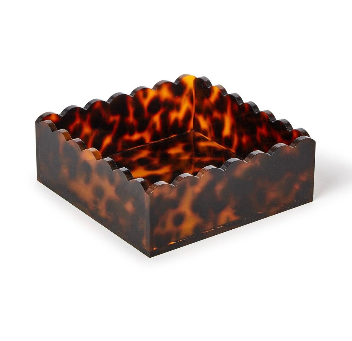 Tortoise Scalloped Cocktail Napkin Holder