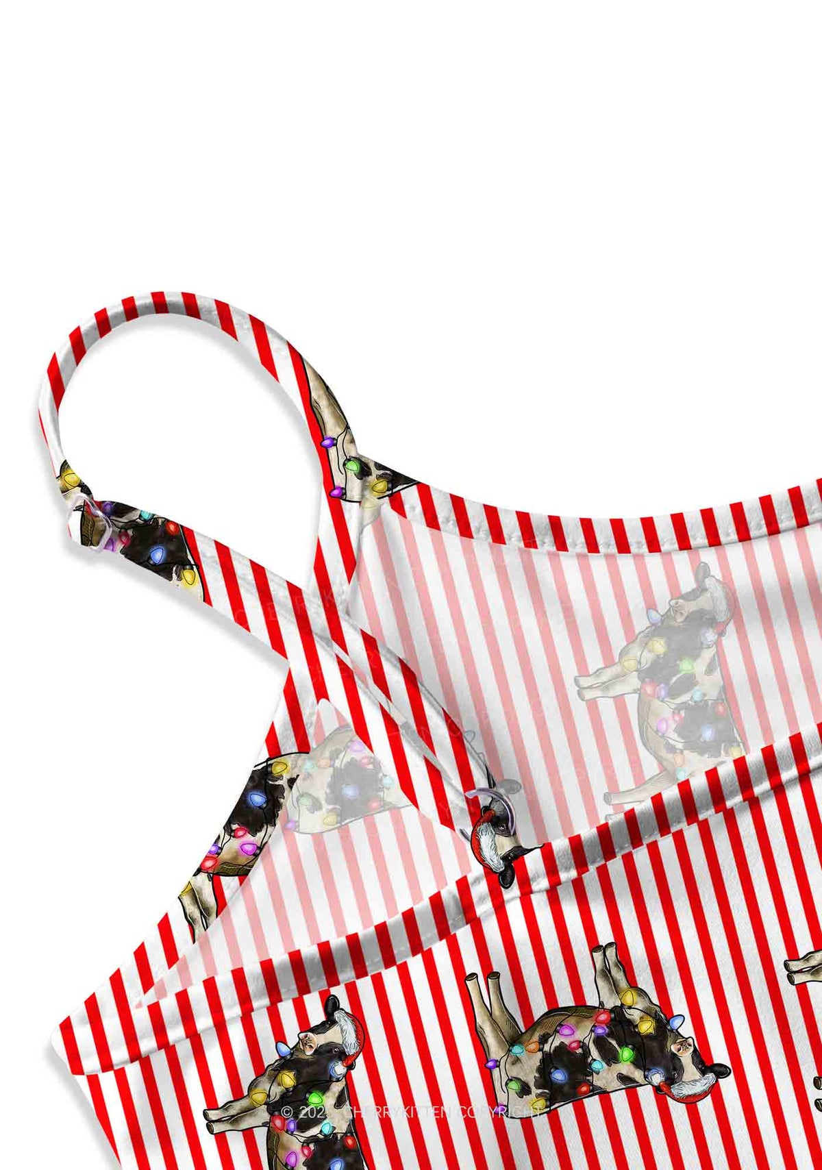 Christmas Cow Y2K Print Slip Dress Cherrykitten