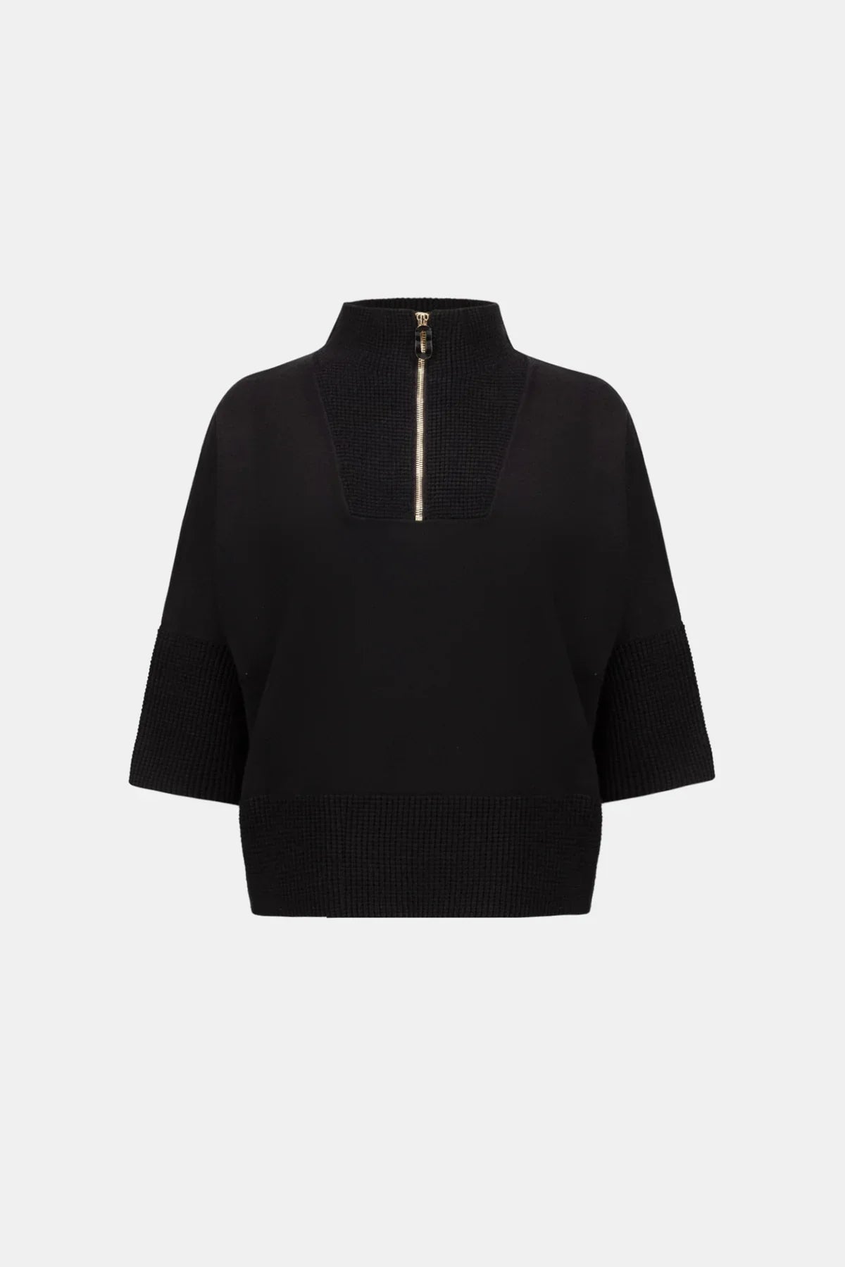 Ribbed Trim Half-Zip Pullover