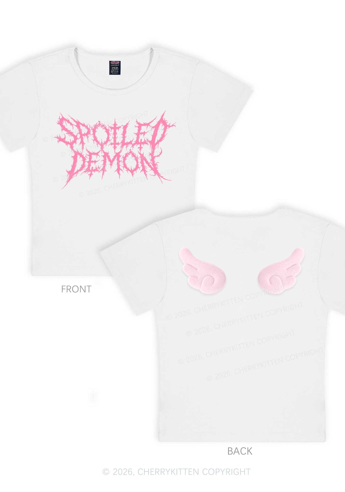Halloween Spoiled Demon Y2K Goth Angel Wings Baby Tee Cherrykitten