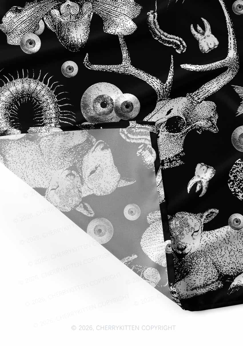 Halloween Dark Sheep Bone Y2K Print Square Bandana Cherrykitten