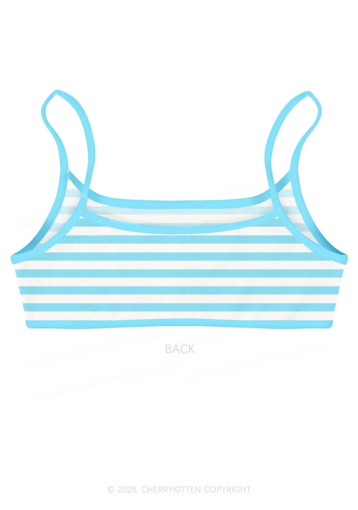 Blue And White Stripes Y2K Print Super Crop Cami Cherrykitten