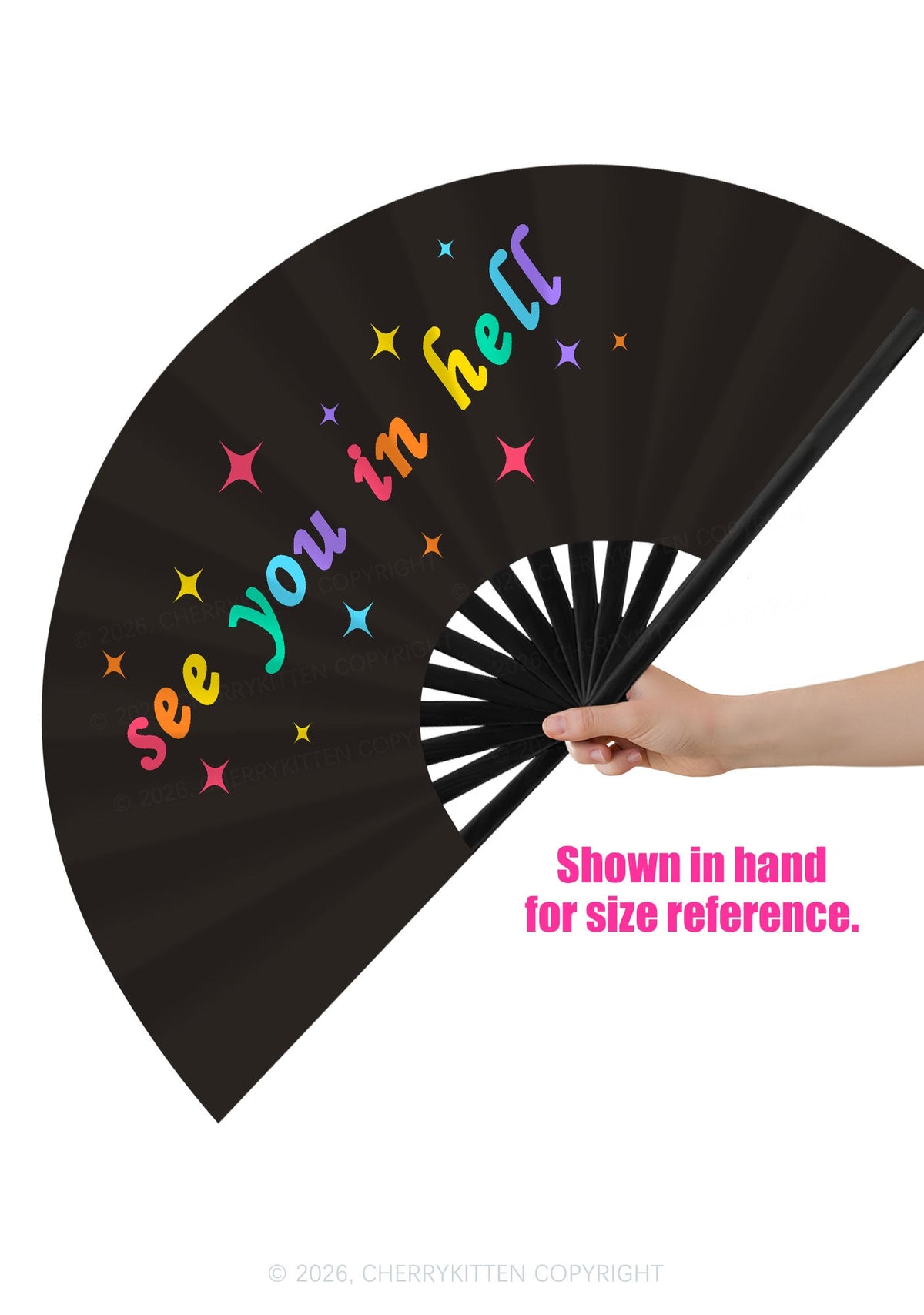 See You In Hell Pride Y2K Rave Hand Fan Cherrykitten