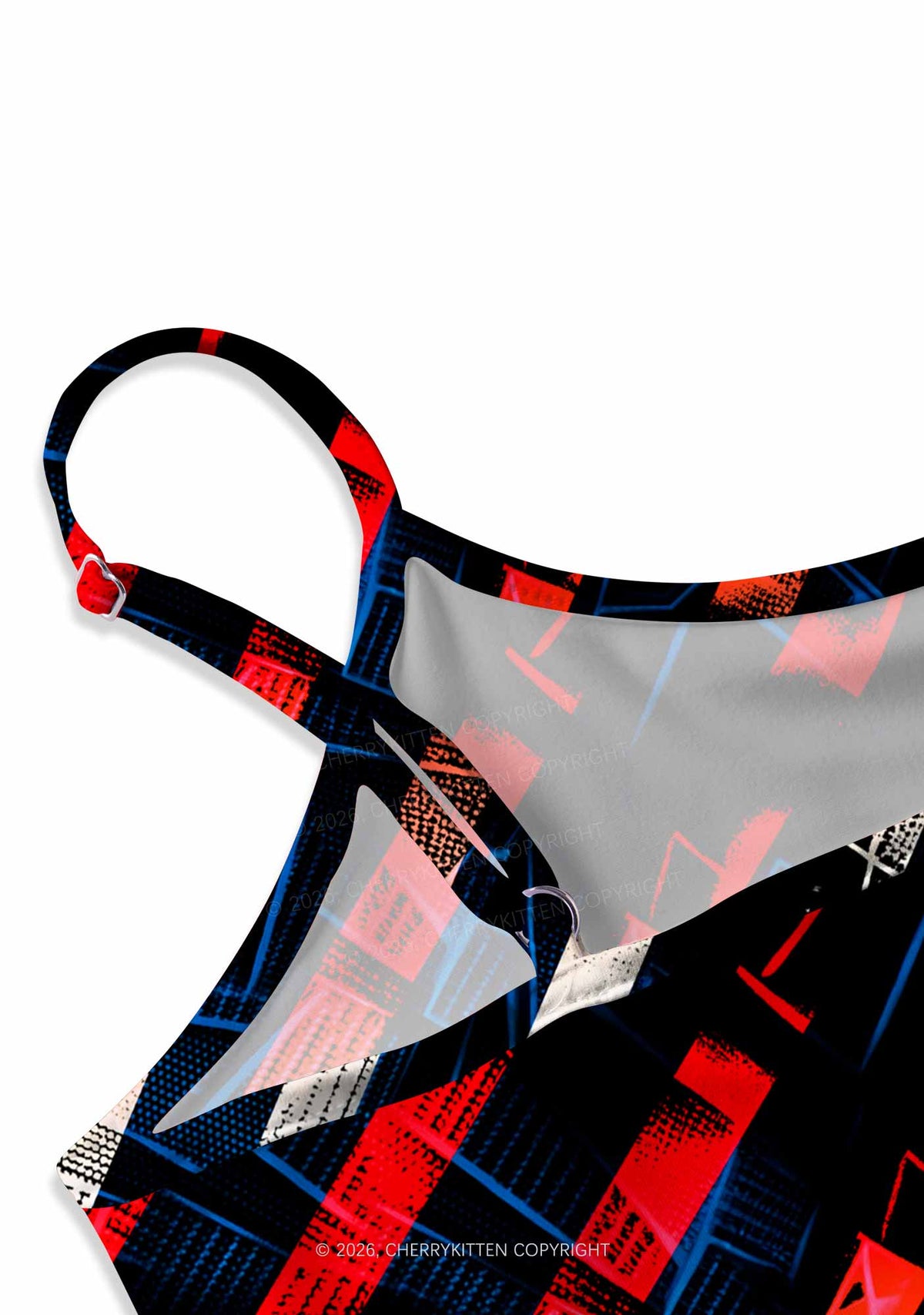 Red Blue Gradient Diagonal Stripe Y2K Print Slip Dress Cherrykitten