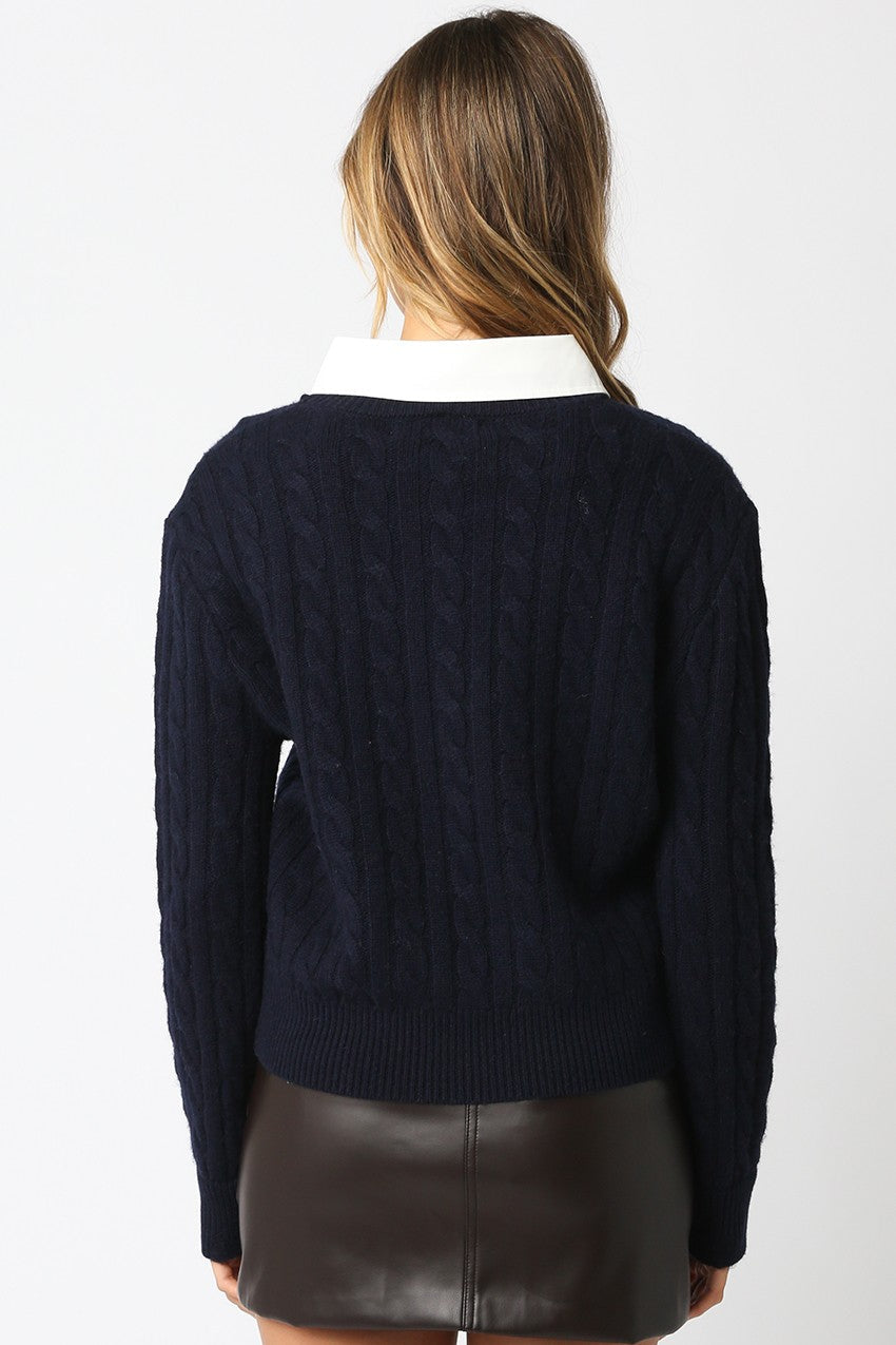 Tessa Two for One Sweater - Navy