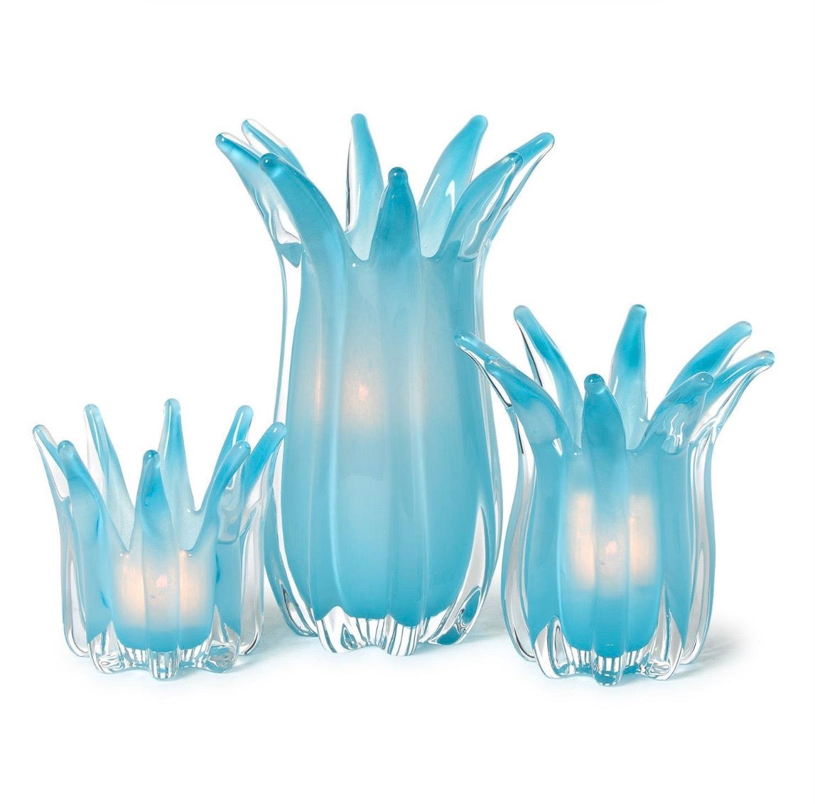 Blue Blossoms Art Glass Vase-Each Sold Seperately