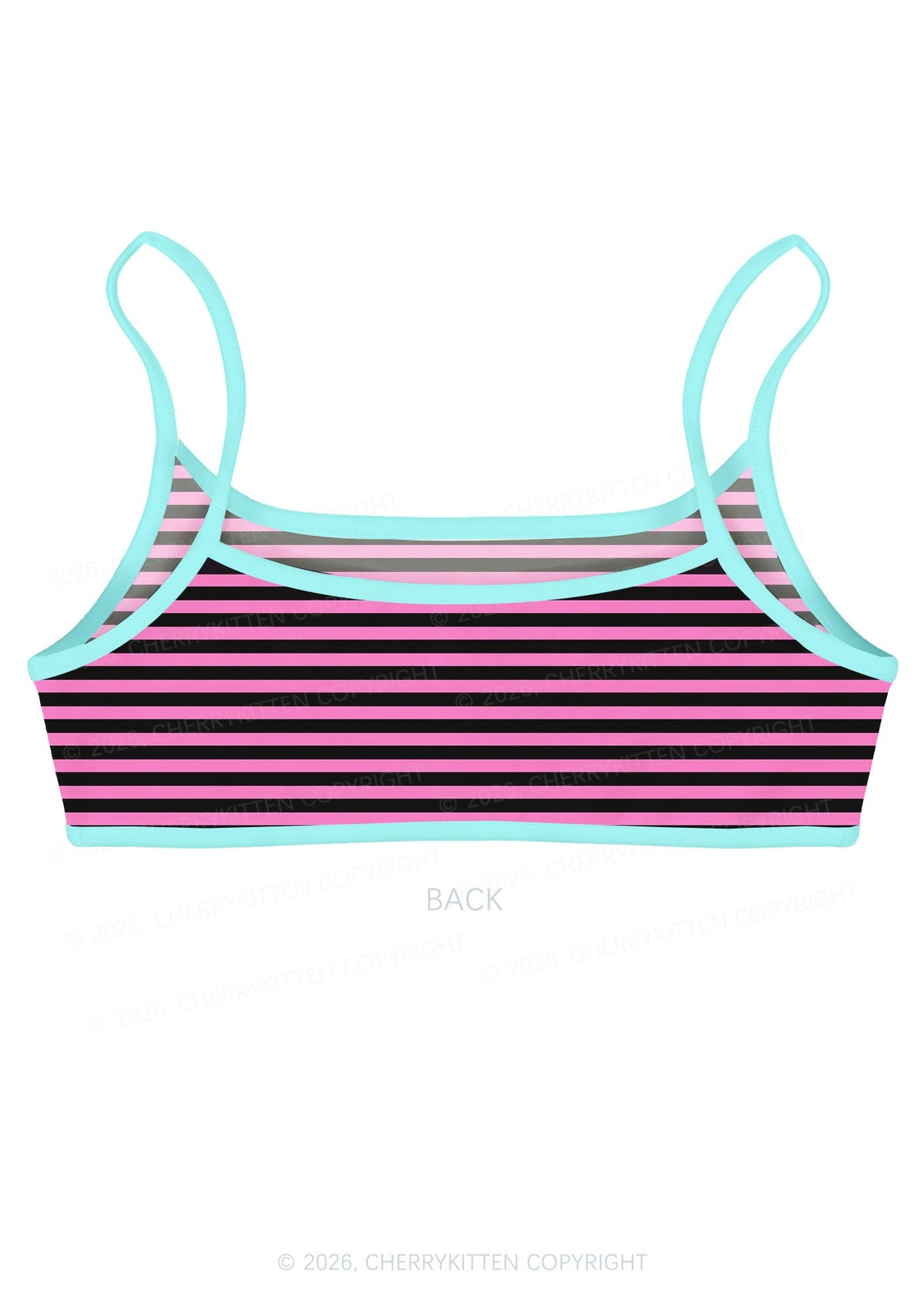 Pink And Black Stripes Y2K Print Super Crop Cami Cherrykitten
