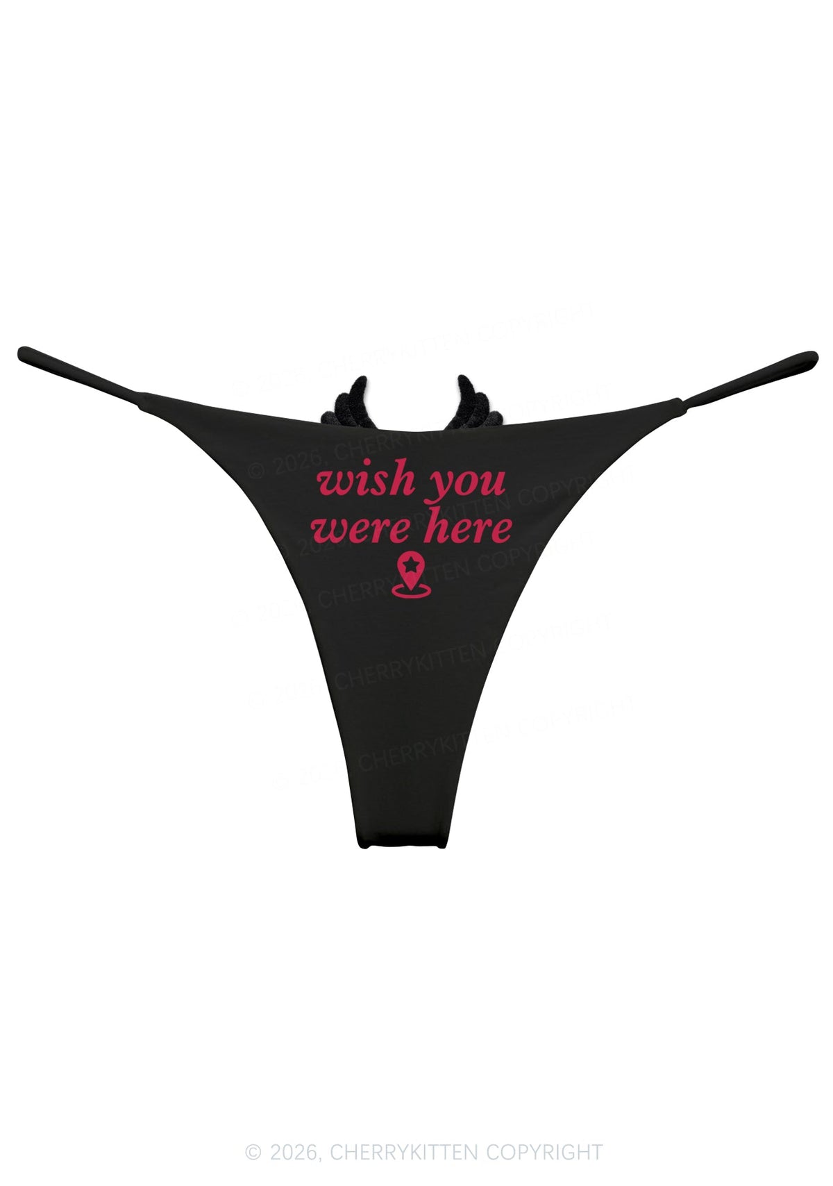 Wish You Were Here Y2K Goth Angel Wings Bikini String Thong Cherrykitten