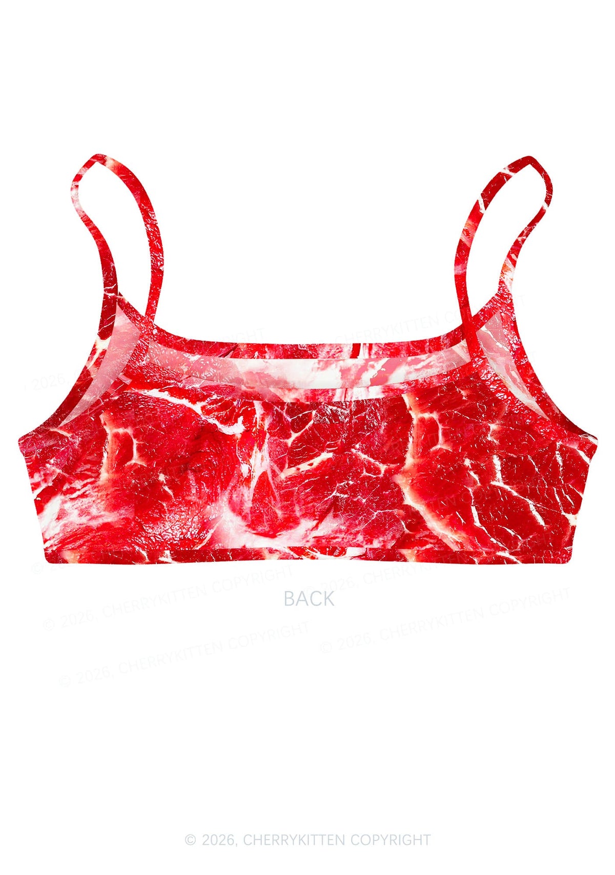 Beef Steak Texture Y2K Print Super Crop Cami Cherrykitten