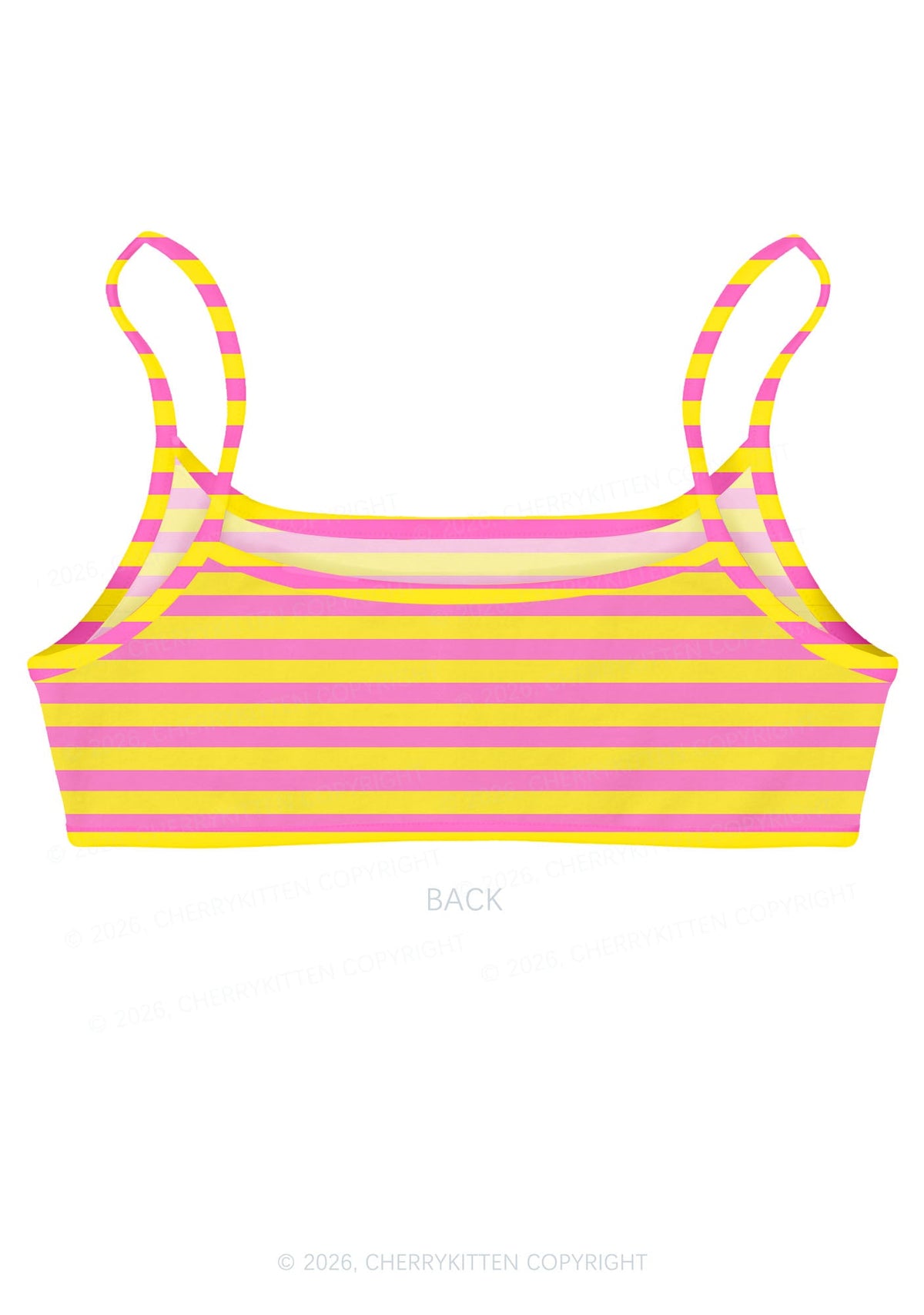Pink And Yellow Stripes Y2K Print Super Crop Cami Cherrykitten