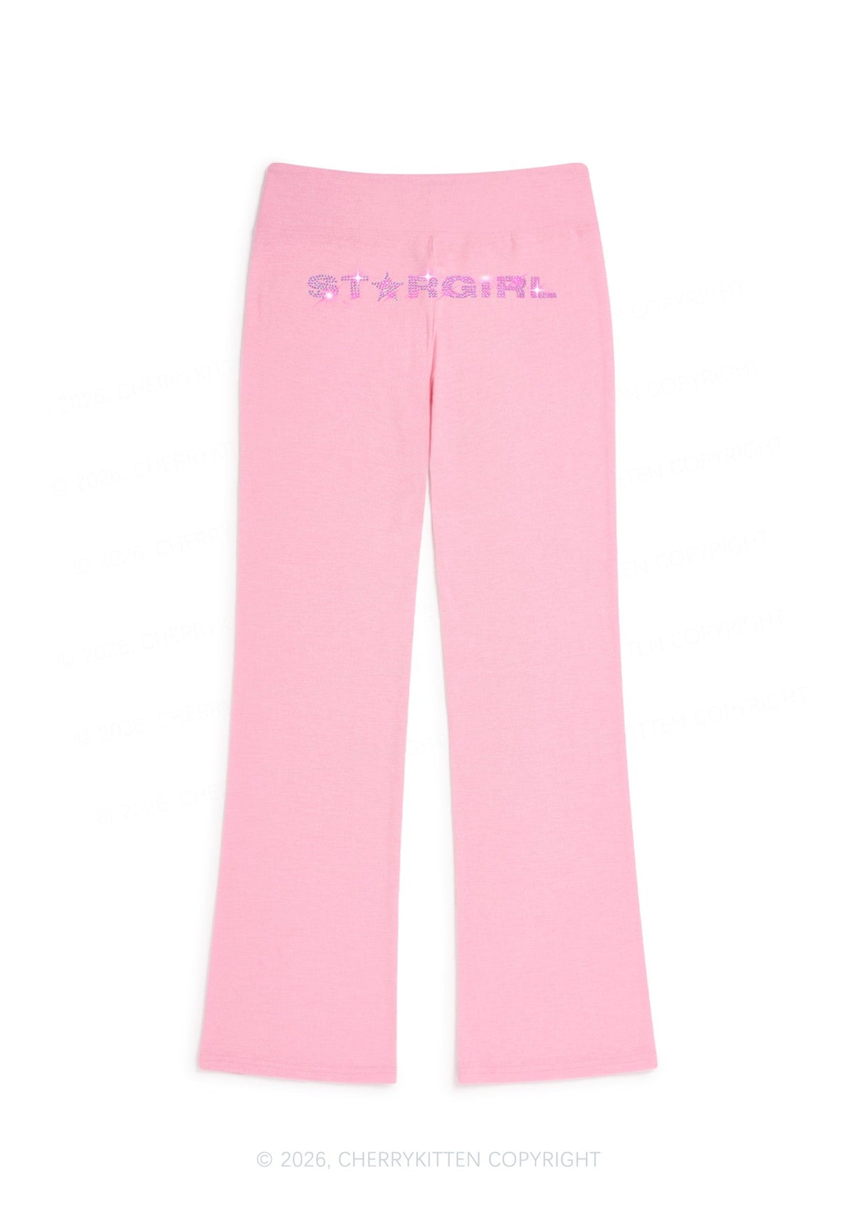 Rhinestone Stargirl Y2K Low Rise Drawstring Flare Pants Cherrykitten