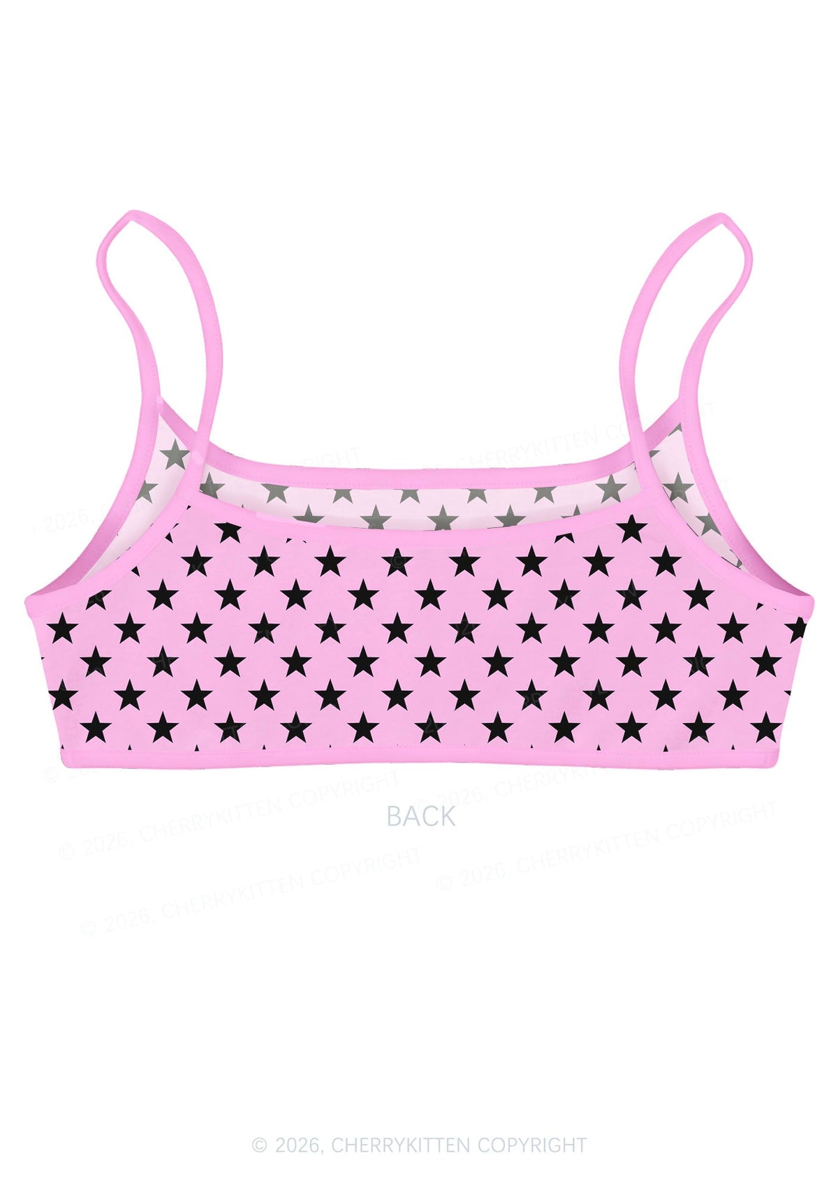 Black Star On Pink Y2K Print Super Crop Cami Cherrykitten