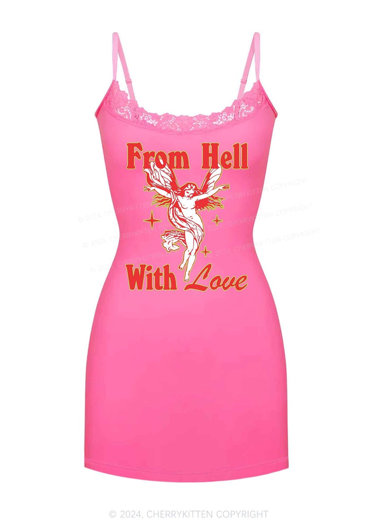 From Hell With Love Y2K Lace Slip Dress Cherrykitten
