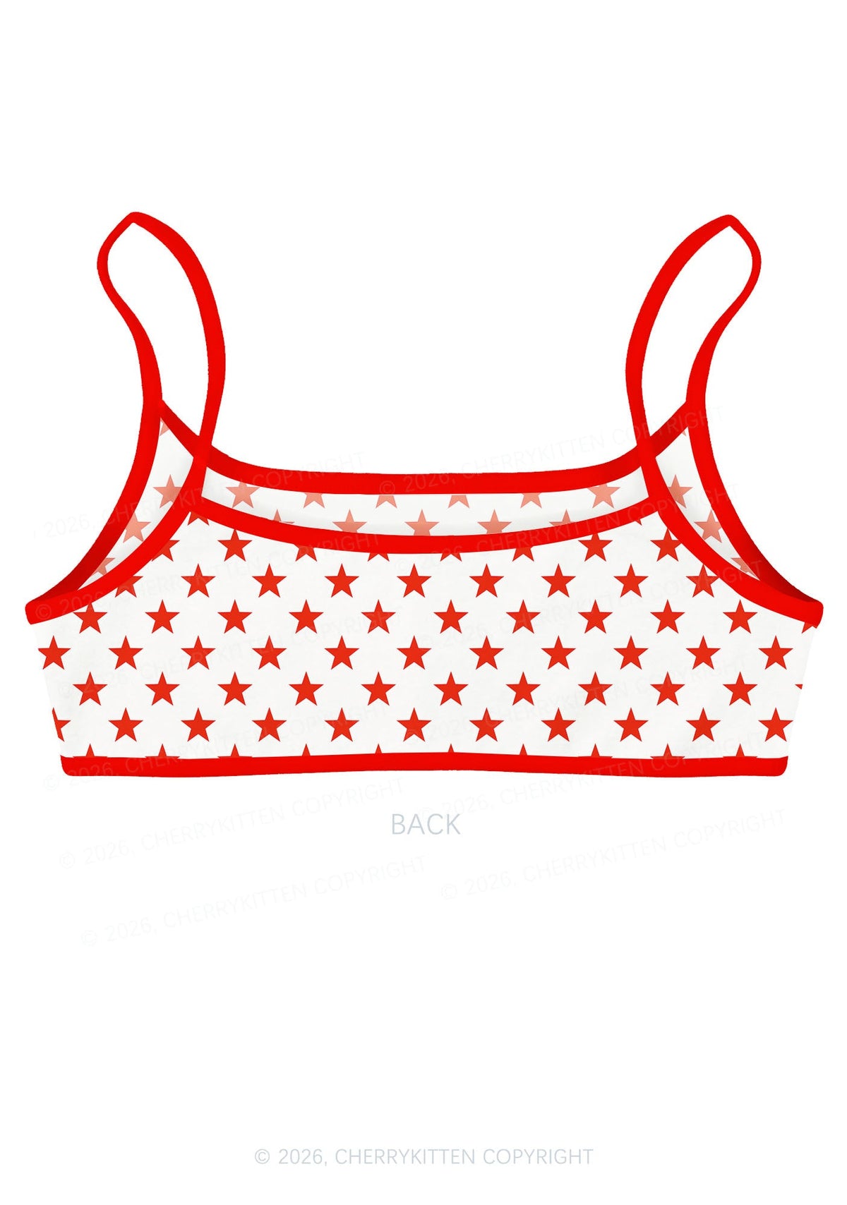 Red Slxt Star Y2K Print Super Crop Cami Cherrykitten