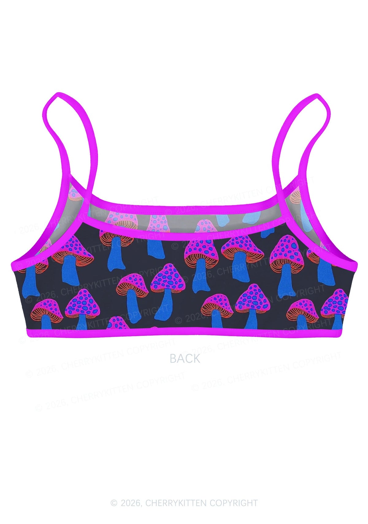 Blue Mushroom Y2K Print Super Crop Cami Cherrykitten