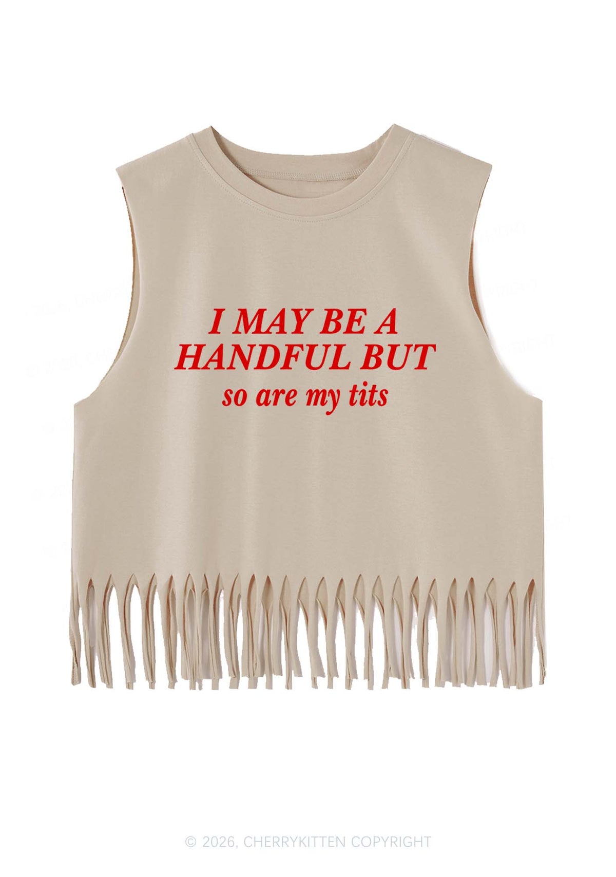I May Be A Handful Y2K Fringe Tank Top Cherrykitten