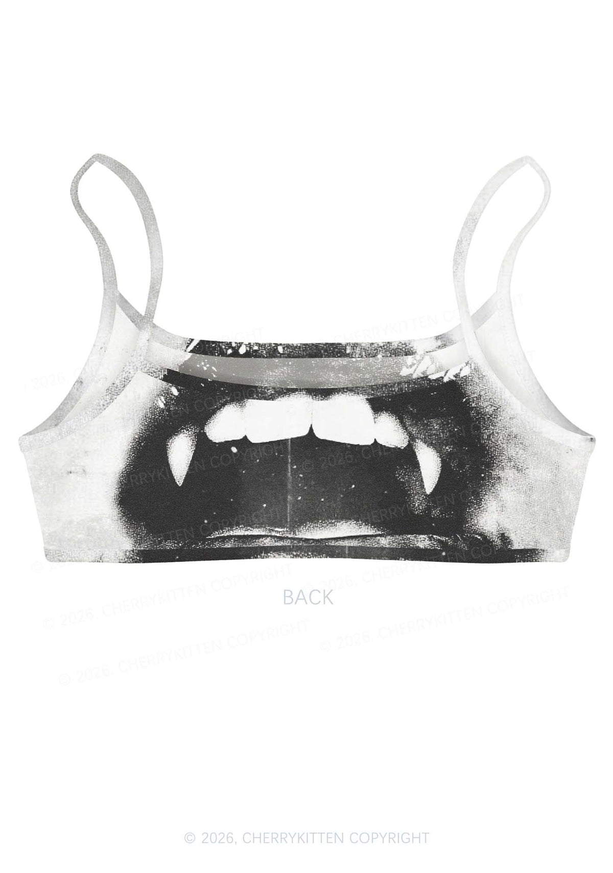 Halloween Vampire Lips Y2K Print Super Crop Cami Cherrykitten