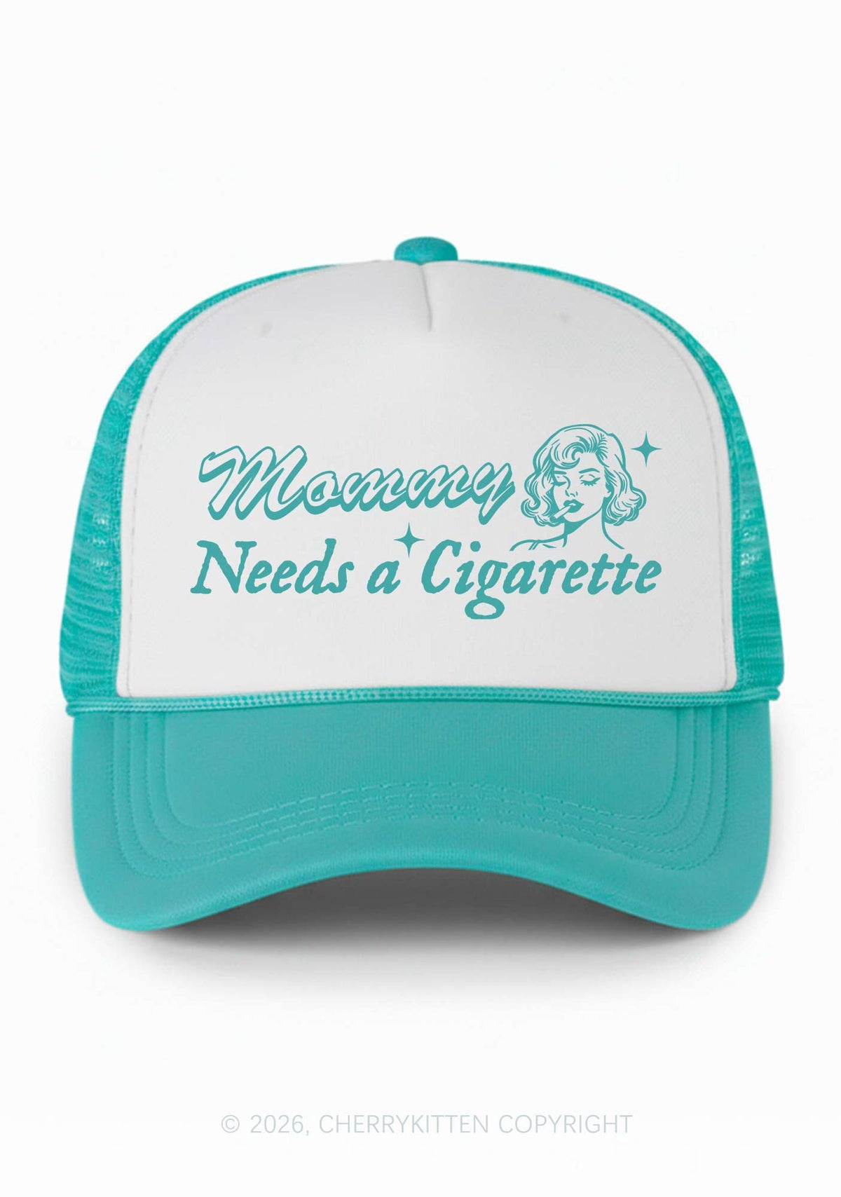Mommy Needs a Cigarette Y2K Colorblock Trucker Hat Cherrykitten