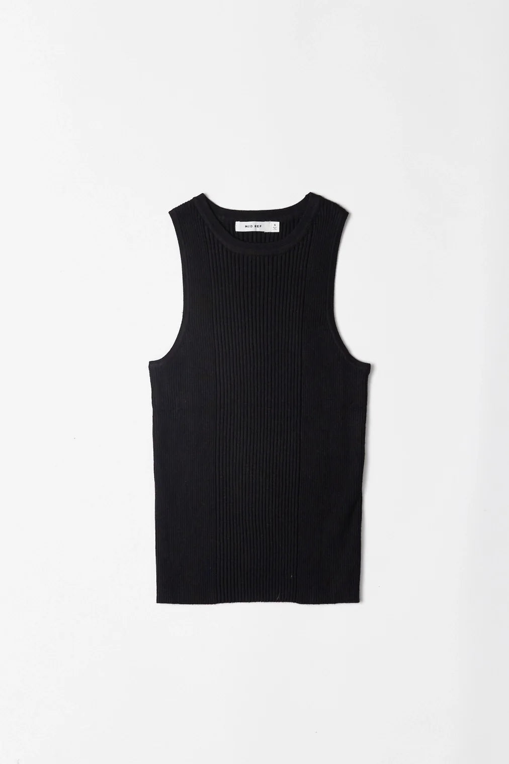 Black Ribbed Row Top