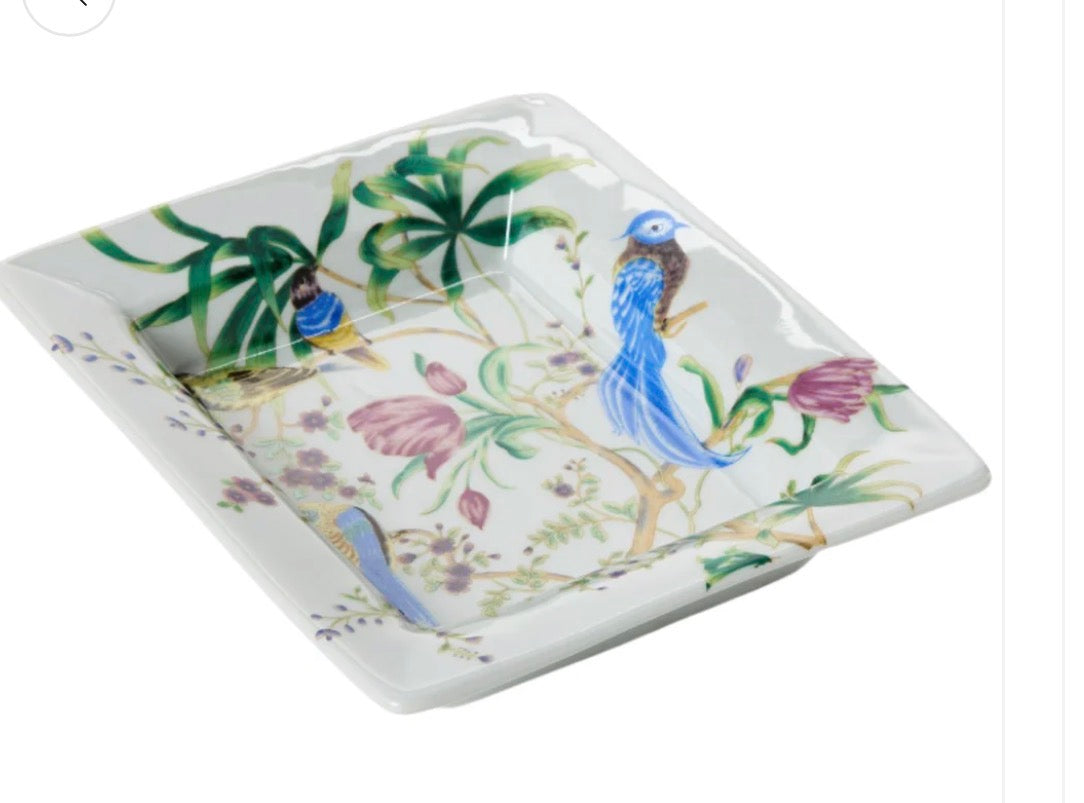 Bird & Blossom Chinoiserie Decorative Tray 7.5”