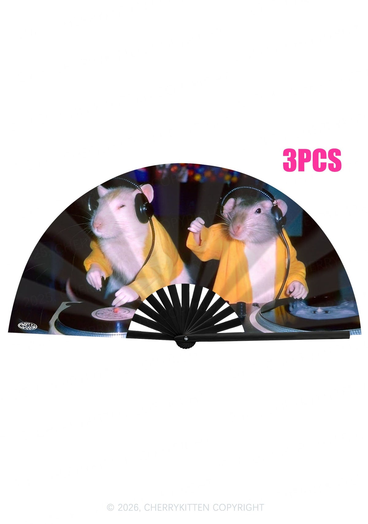 DJ Rats Y2K Rave Hand Fan Cherrykitten