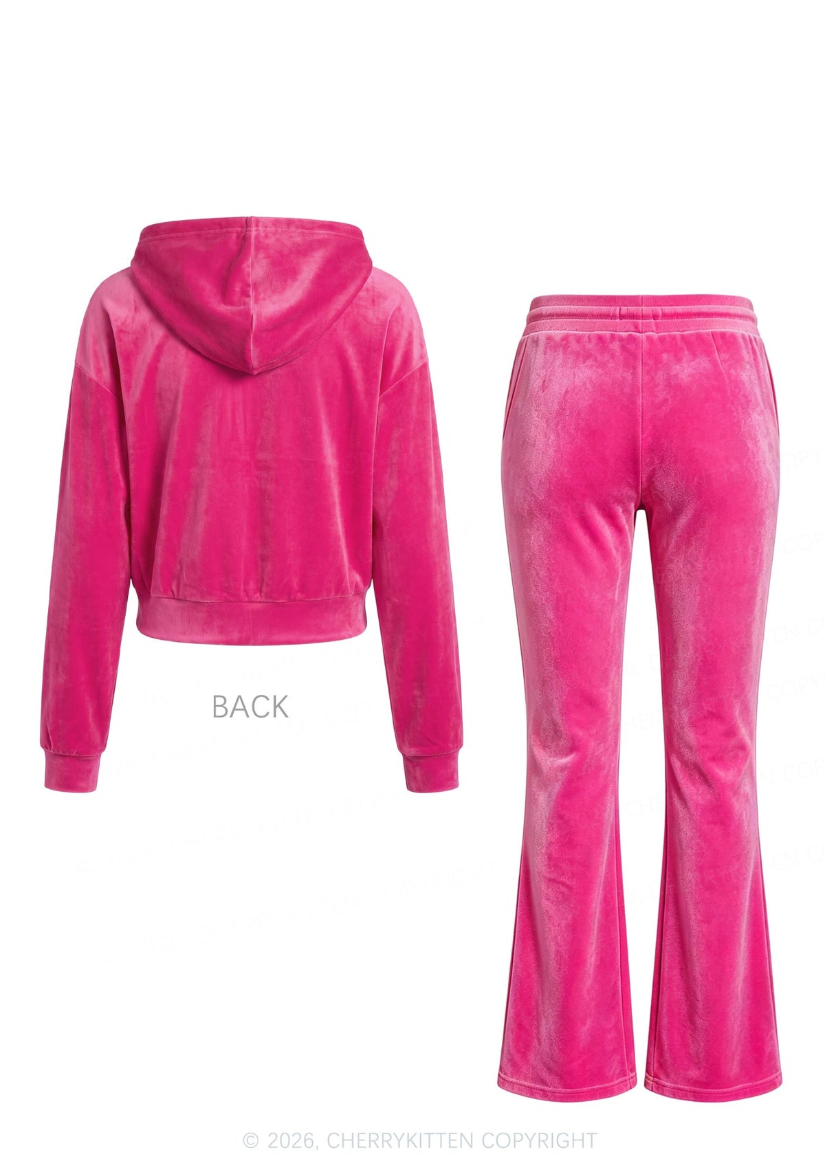 Rhinestone Delusional Y2K Velvet Tracksuit Set Cherrykitten