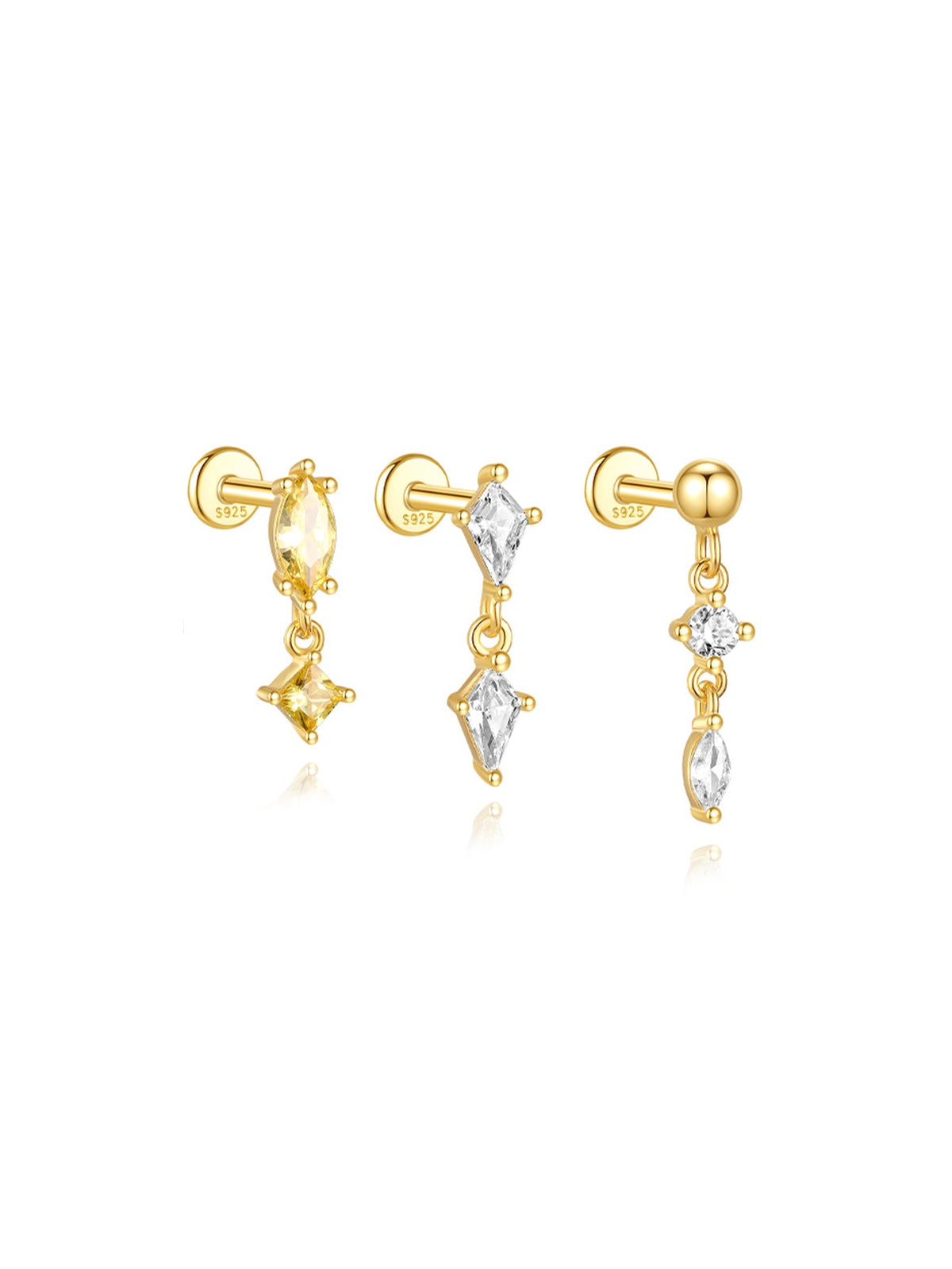 KOSINER 925 Sterling Silver Elegant Crystal Pendant Set
