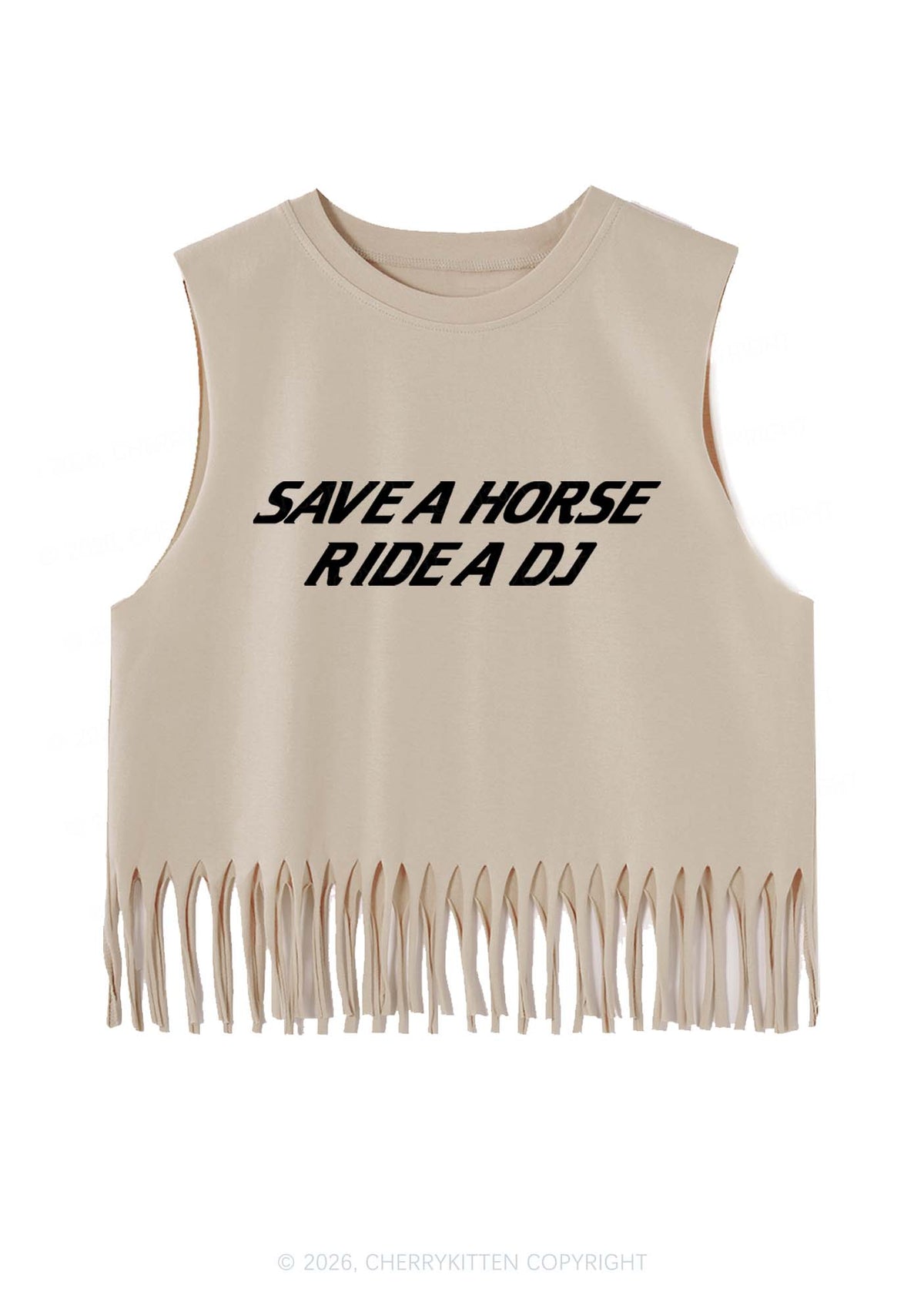 Save Horse Ride DJ Y2K Fringe Tank Top Cherrykitten