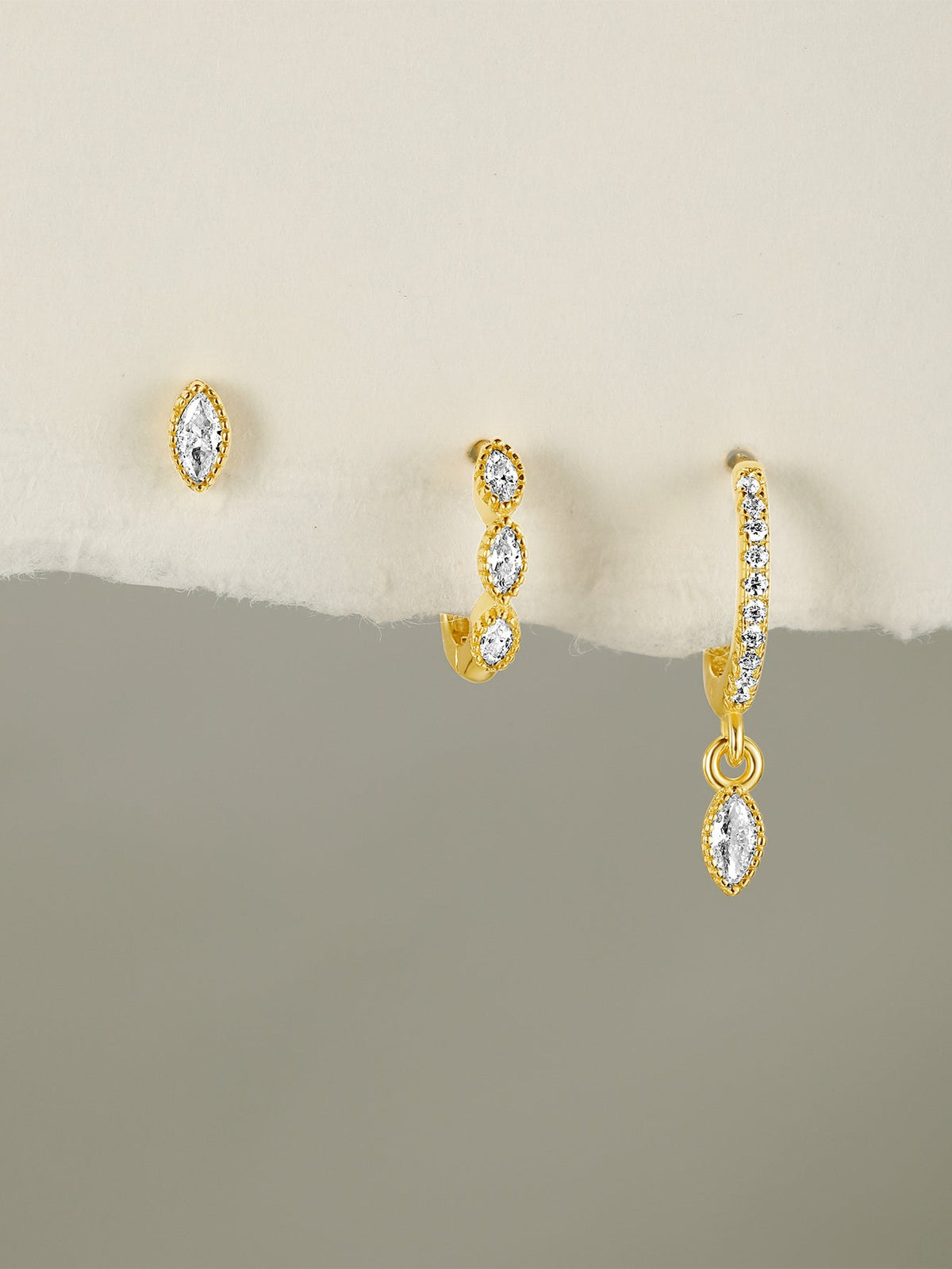 KOSINER 925 Sterling Silver Elegant Marquise 3-Piece Set