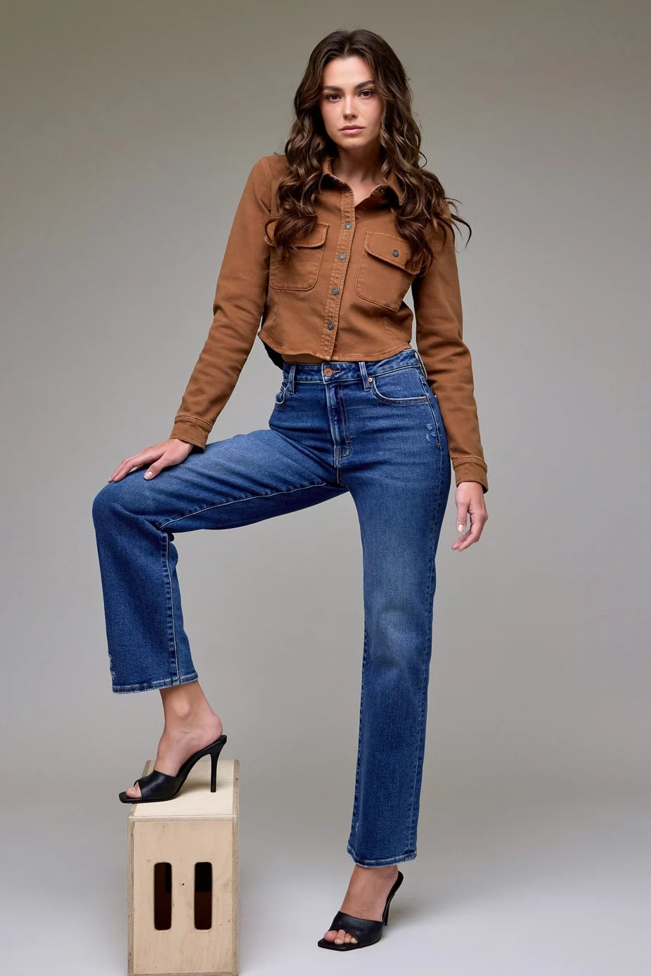 Ella 31" - Dark Wash Clean Stretch High Rise Classic Straight
