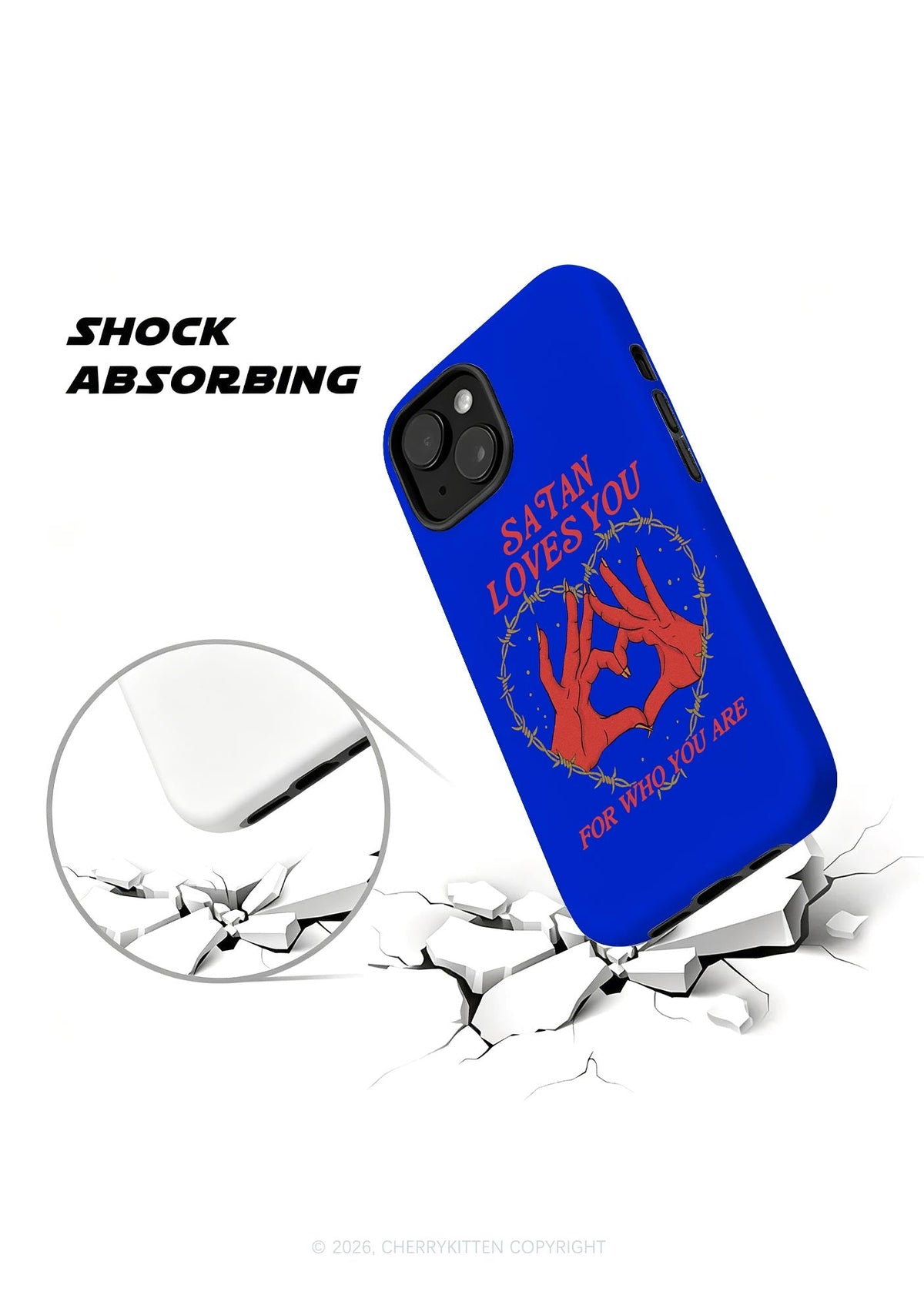 Satan Loves You Heart Halloween Y2K Phone Case Cherrykitten