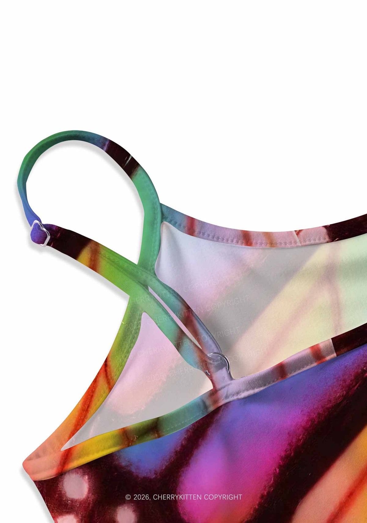 Rainbow Butterfly Wing Pride Y2K Print Slip Dress Cherrykitten