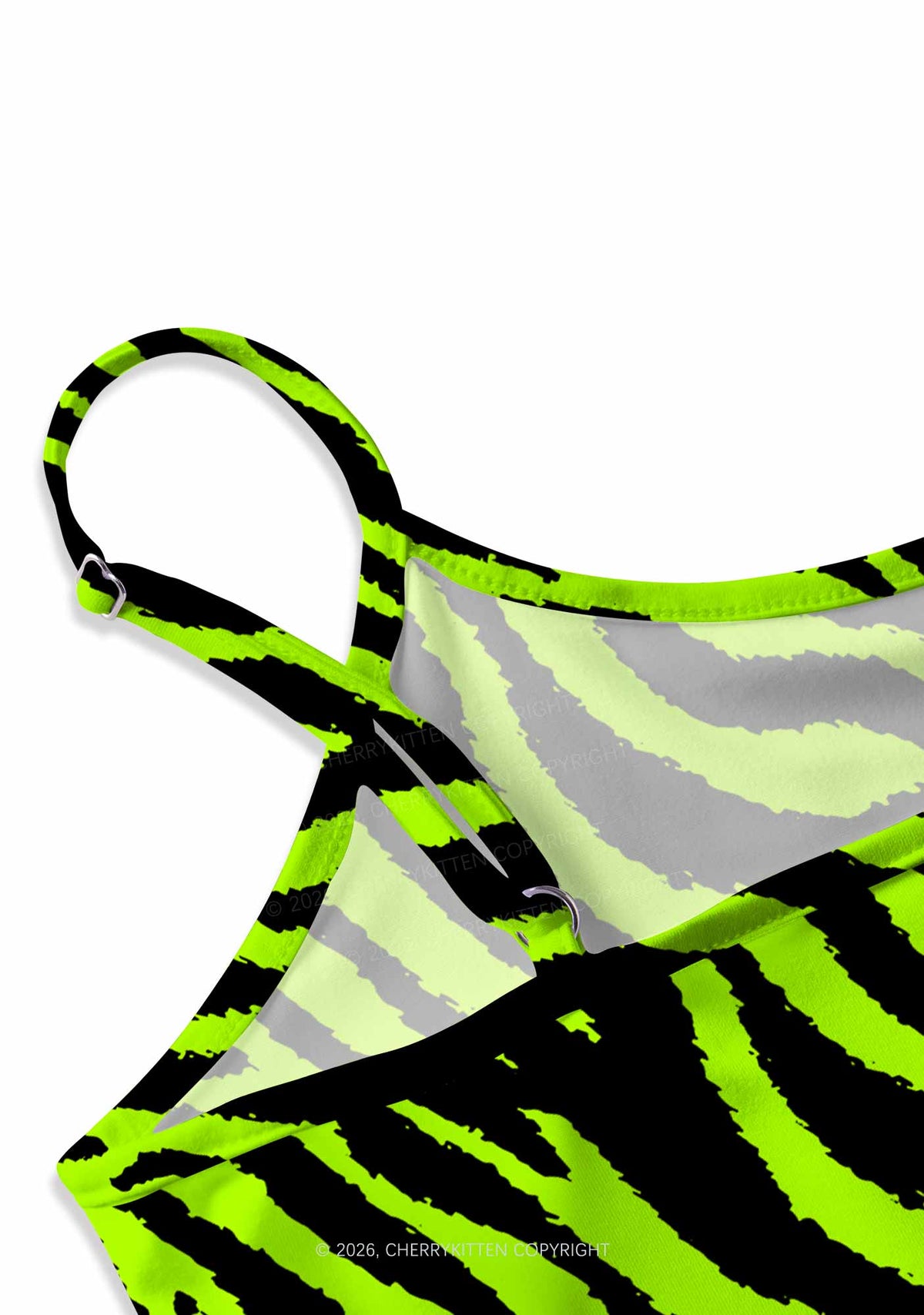 Green Zebra Y2K Print Slip Dress Cherrykitten