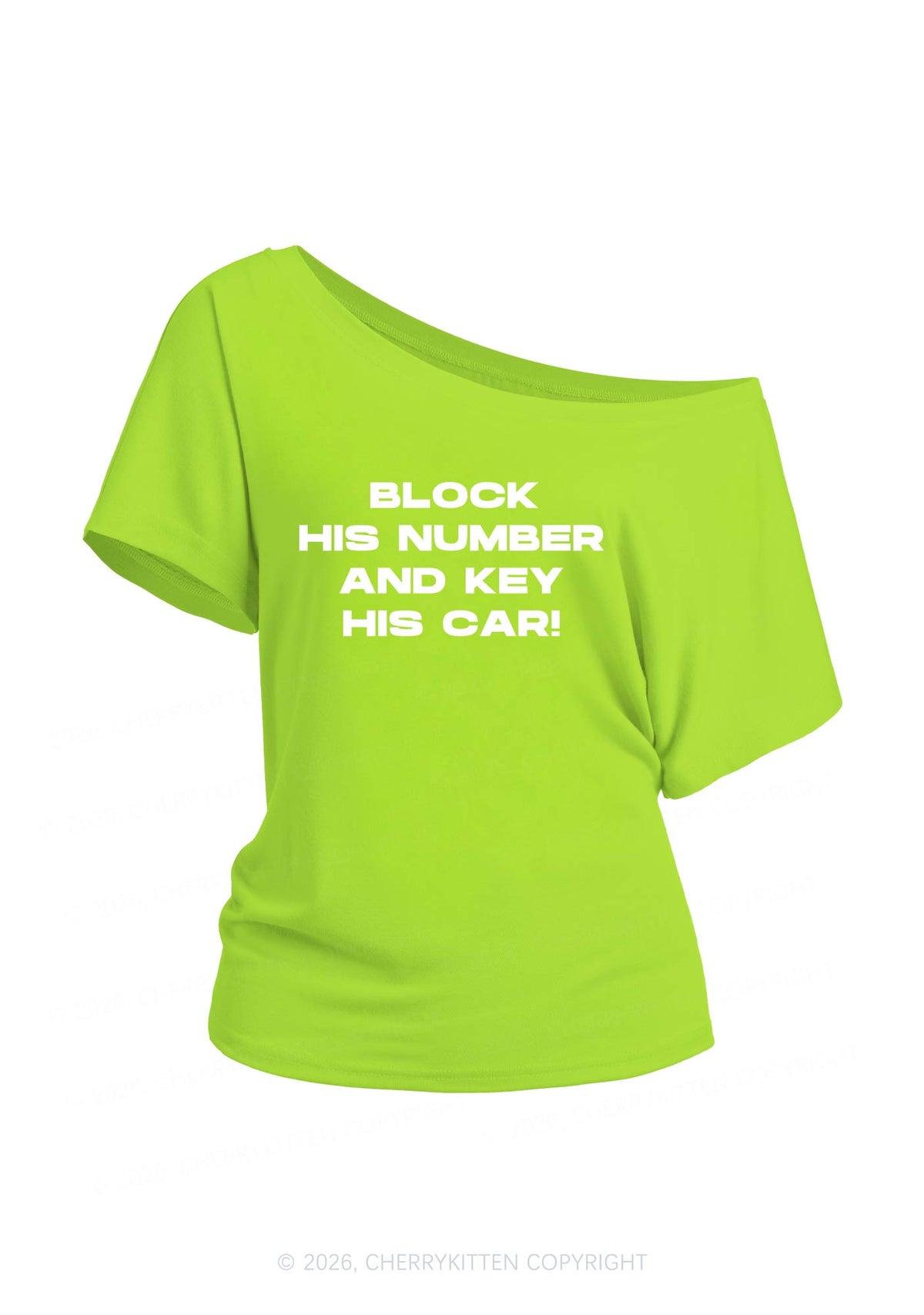 Block His Number Y2K Off Shoulder Tee Cherrykitten
