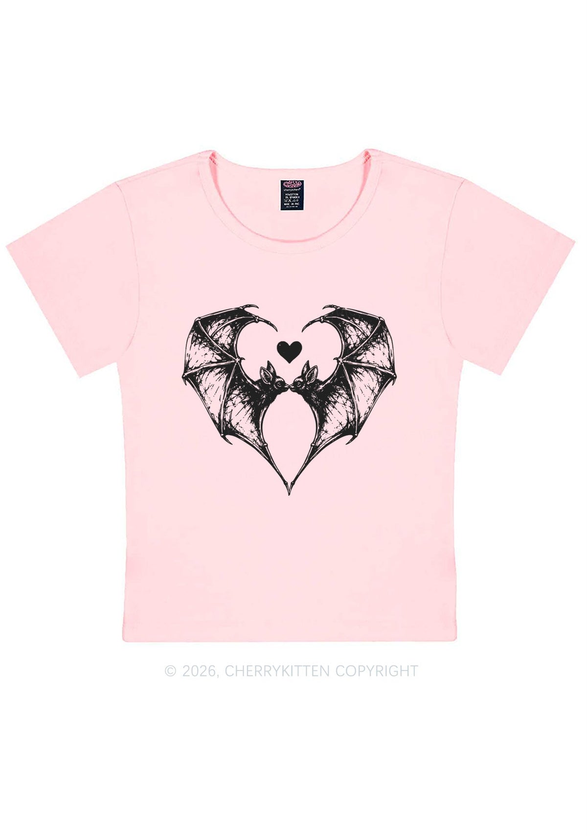 Halloween Bat Heart Y2K Baby Tee Cherrykitten