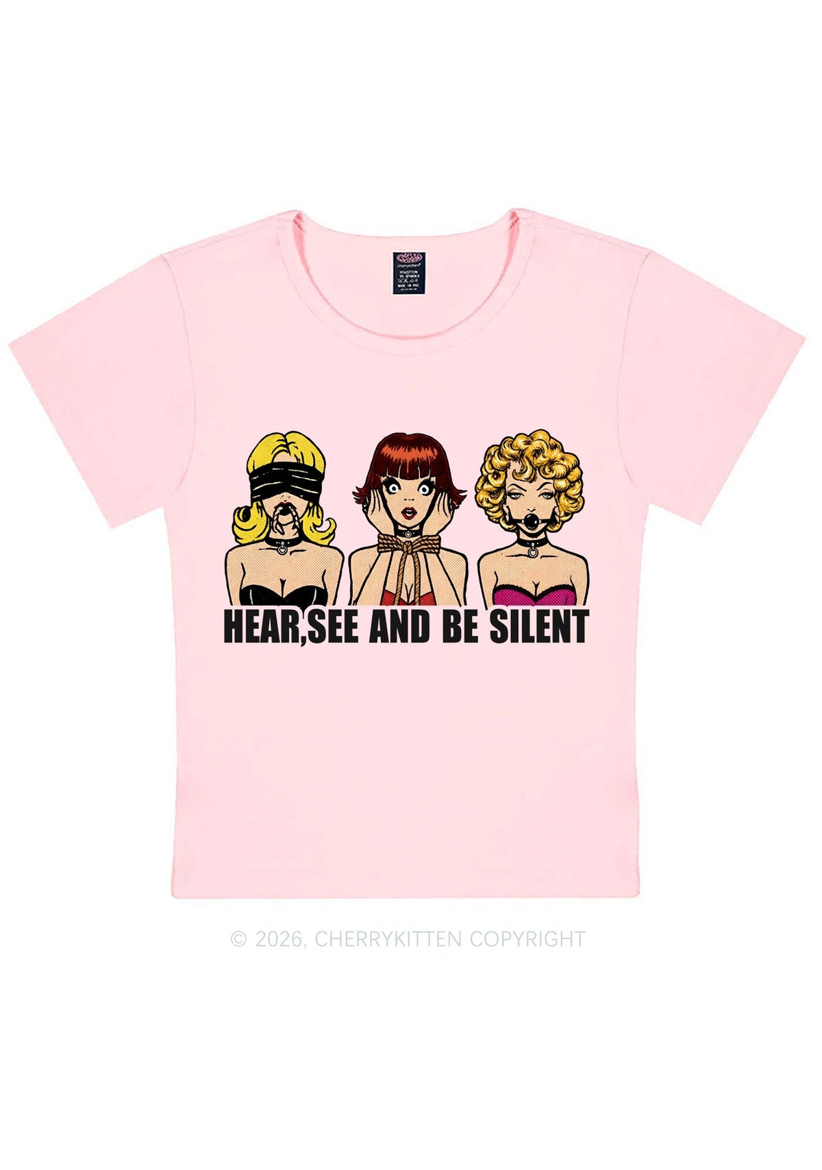 Hear See Be Silent Y2K Baby Tee Cherrykitten