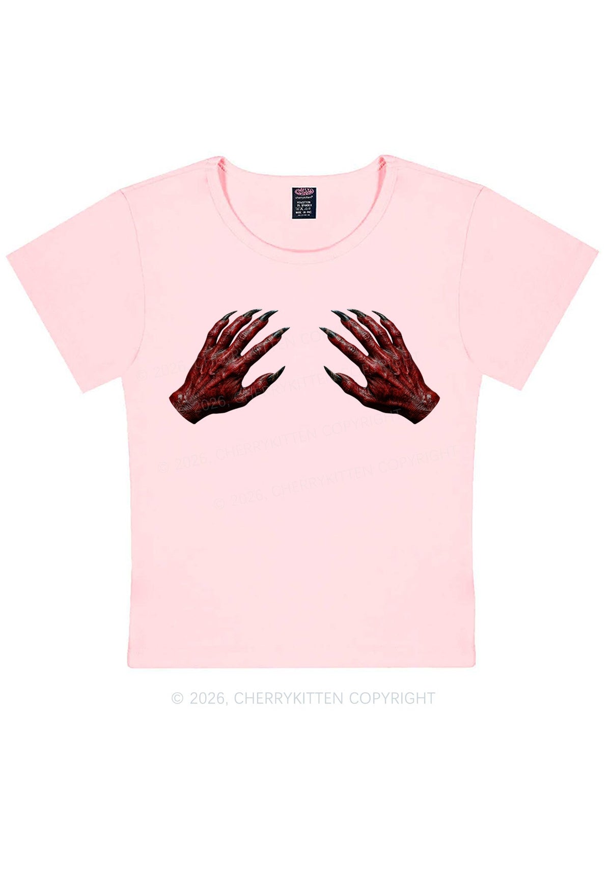 Halloween Satan Hands Y2K Baby Tee Cherrykitten