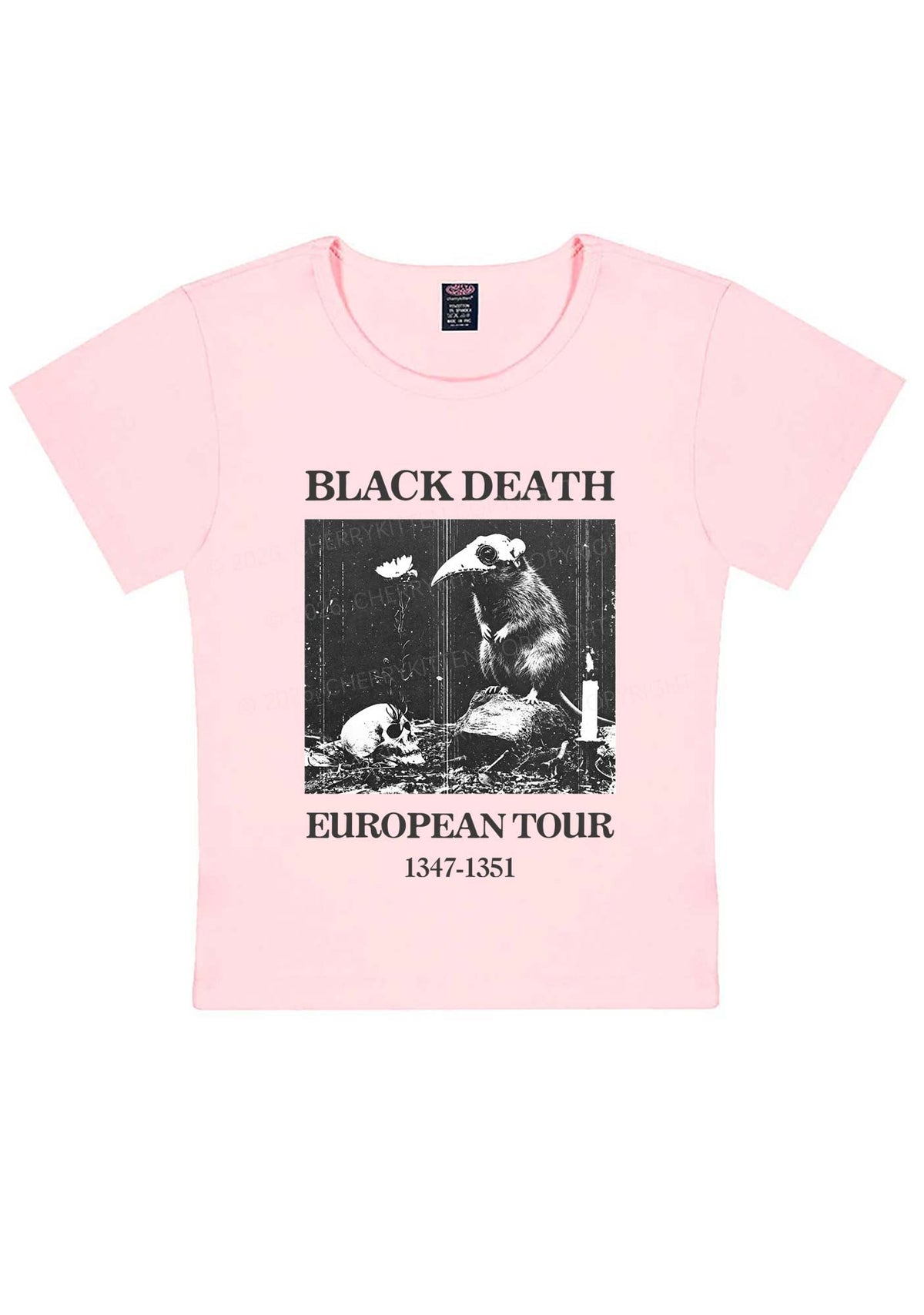 Halloween Skeleton Plague Doctor Rat Y2K Baby Tee Cherrykitten