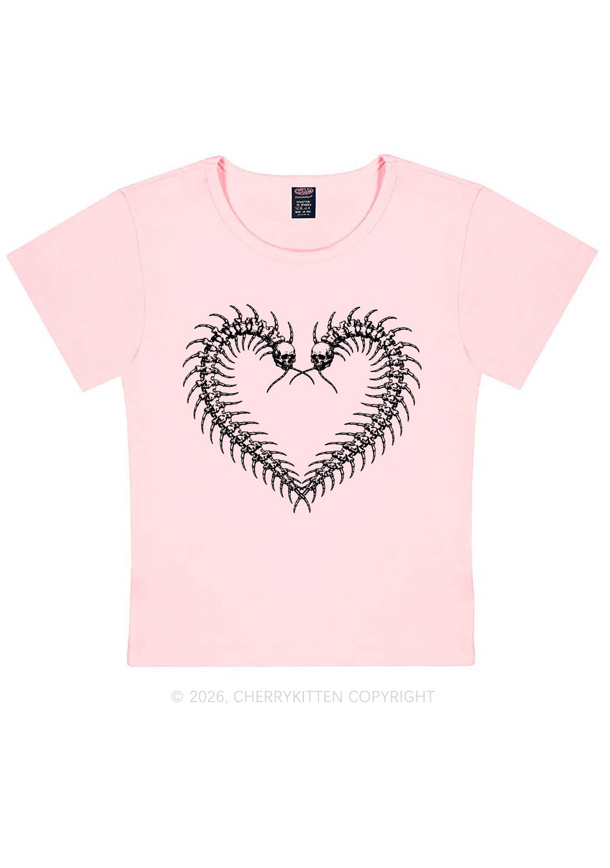 Halloween Centipede Heart Shape Y2K Baby Tee Cherrykitten