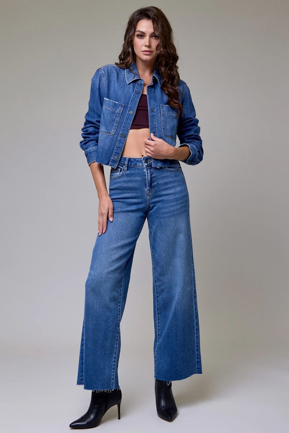 Nori 31" - Dark Wash Clean Stretch Wideleg