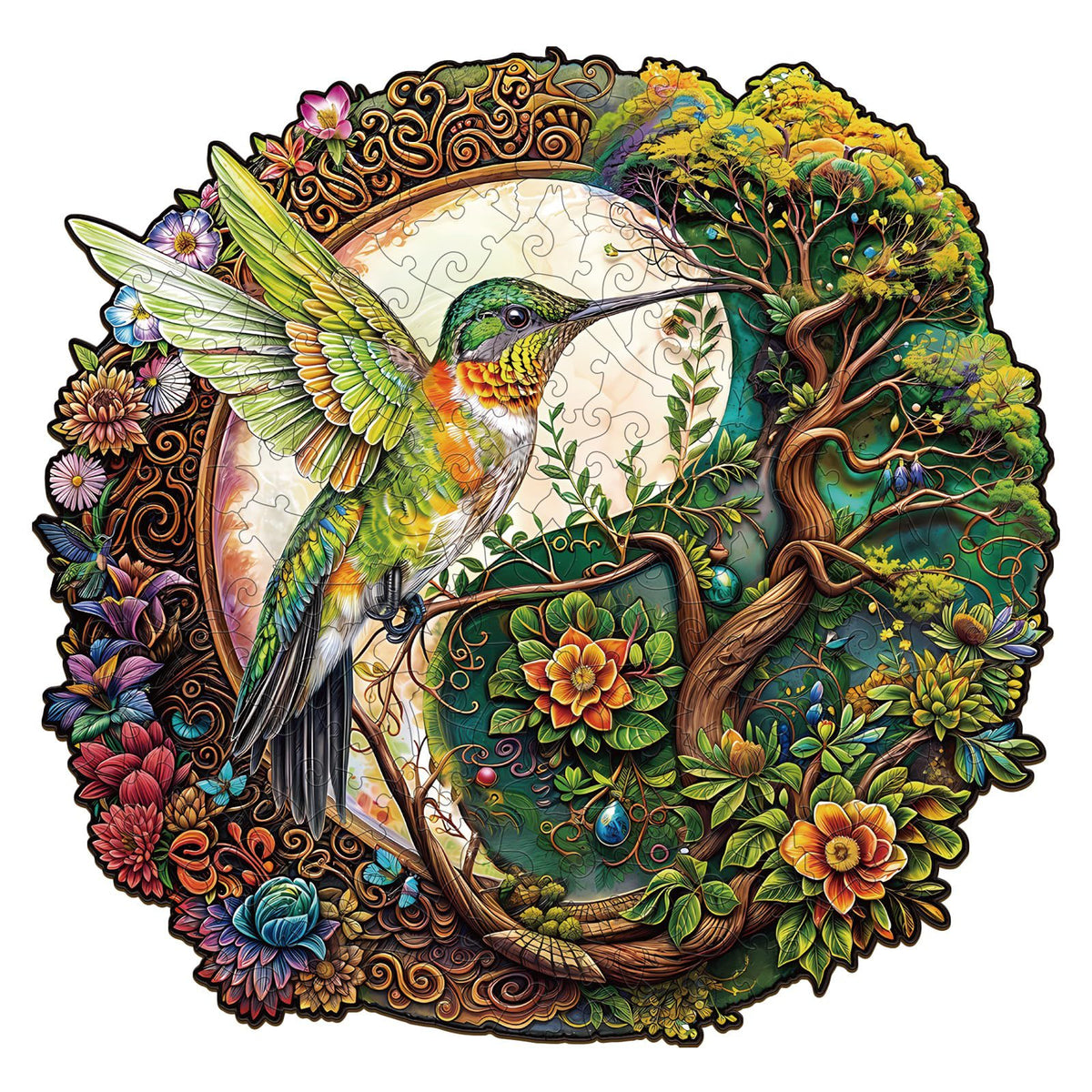 Wooden Hummingbird Puzzles - Unique Shaped Wooden Puzzles for Adults and Kids - Yin Yang Hummingbird Wooden Jigsaw Puzzles - Christmas Birthday Gift for Adults Kids - Puzzle Toys - 200pcs