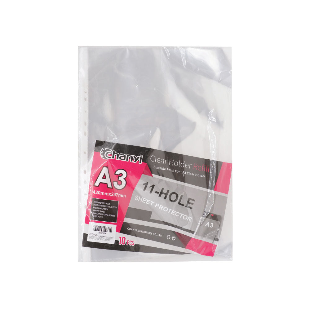 CHANYI A3 Sheet Protector PP 11 Hole 8C (10pcs)