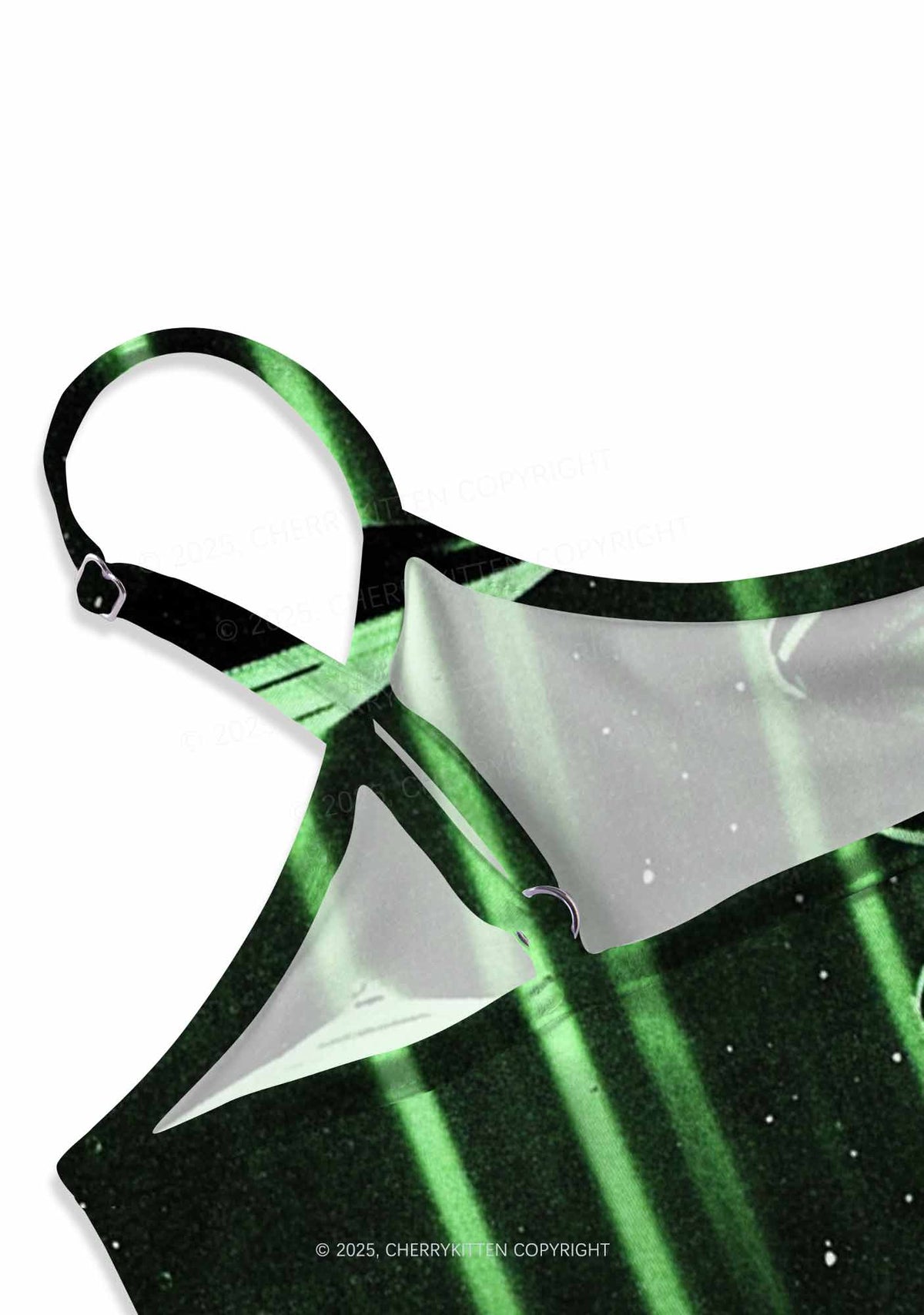 Halloween Alien DJ Y2K Print Slip Dress Cherrykitten