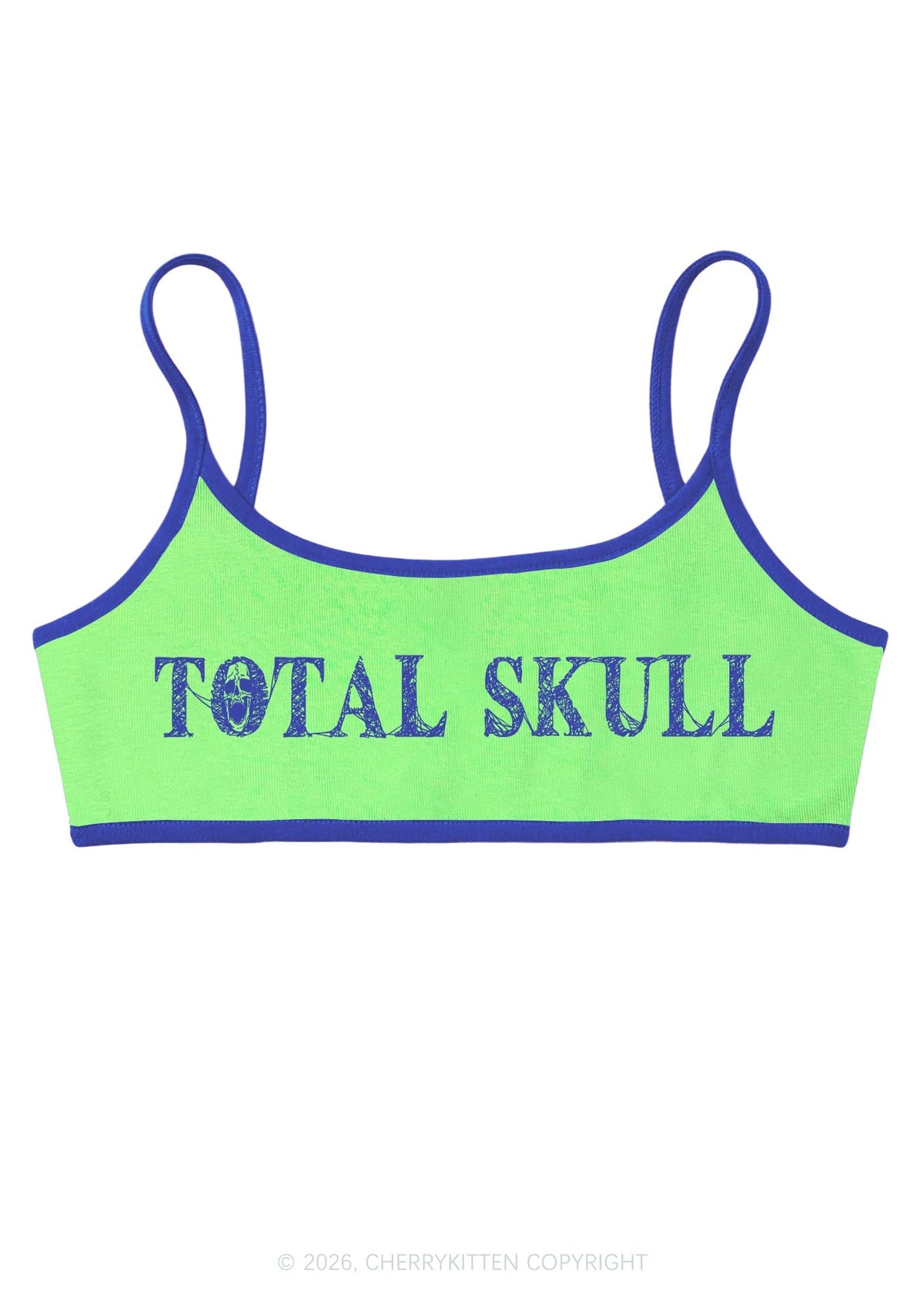 Halloween Total Skull Y2K Super Crop Cami Cherrykitten