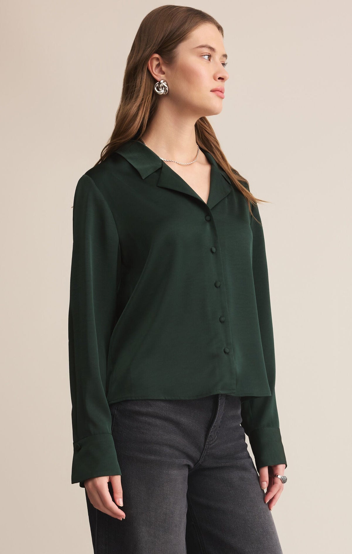 Ana Satin Top - Garland Green