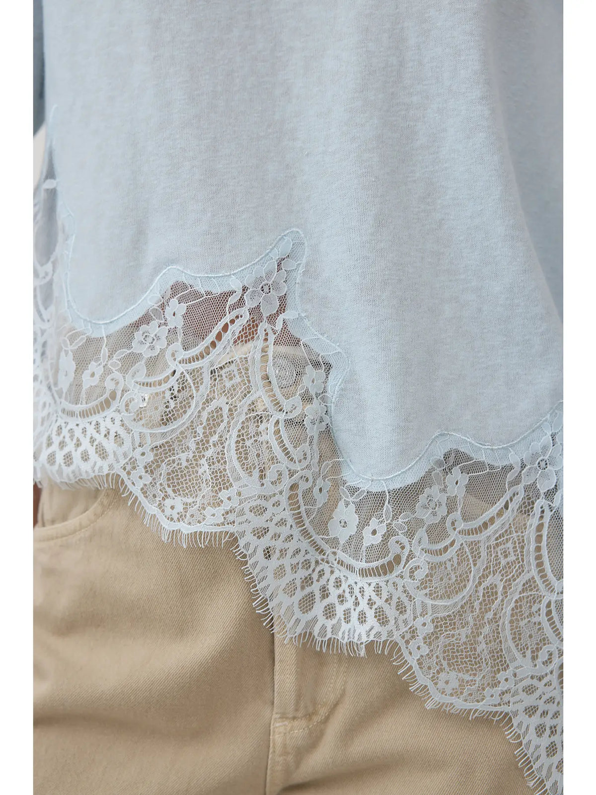Slub Knit Lace Hem Tee