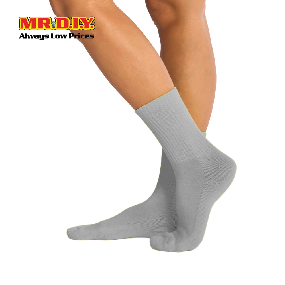 (MR.DIY) Unisex Adult Mid-Calf Casual Cotton Socks - Grey - Color Series
