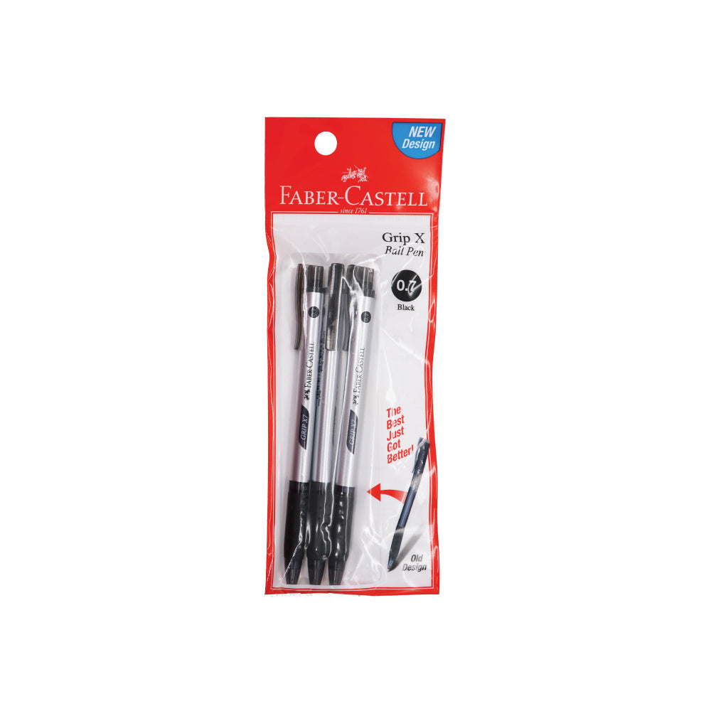 (MR.DIY) Faber Caster Black Colour Grip X7 Ball Pen 0.7mm (3pcs)